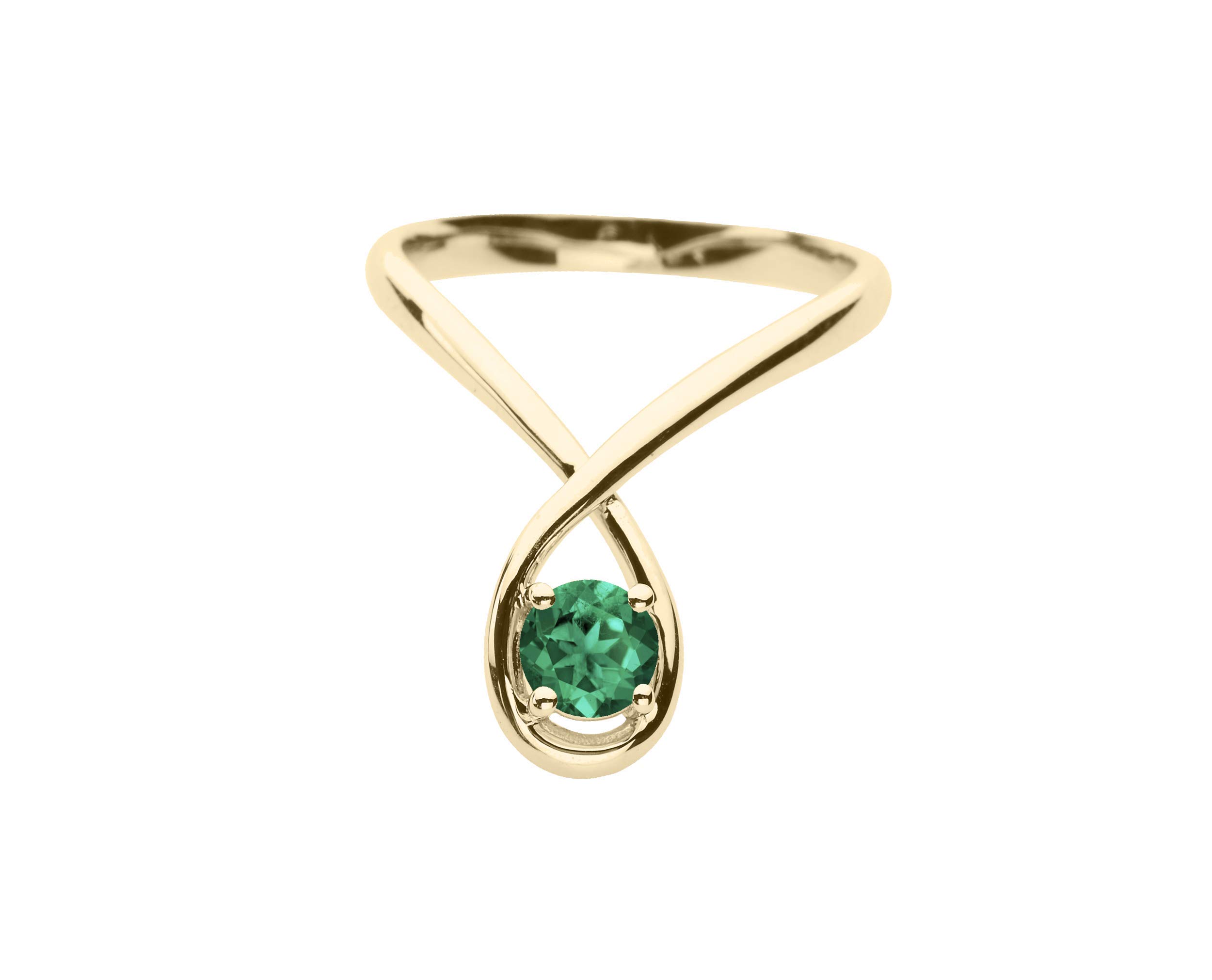 Majade Emerald Engagement Ring - 14K Gold Handmade Eternity Band with Unique Green Gemstone | Alternative Non-Diamond Wedding Ring | Minimalist Curved Design for Proposals & Anniversaries