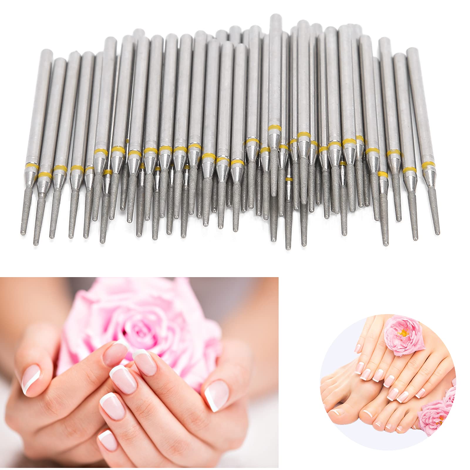 50pcs Nail Drill Bits Kit for Manicure & Acrylic Removal - Salon & Home Use