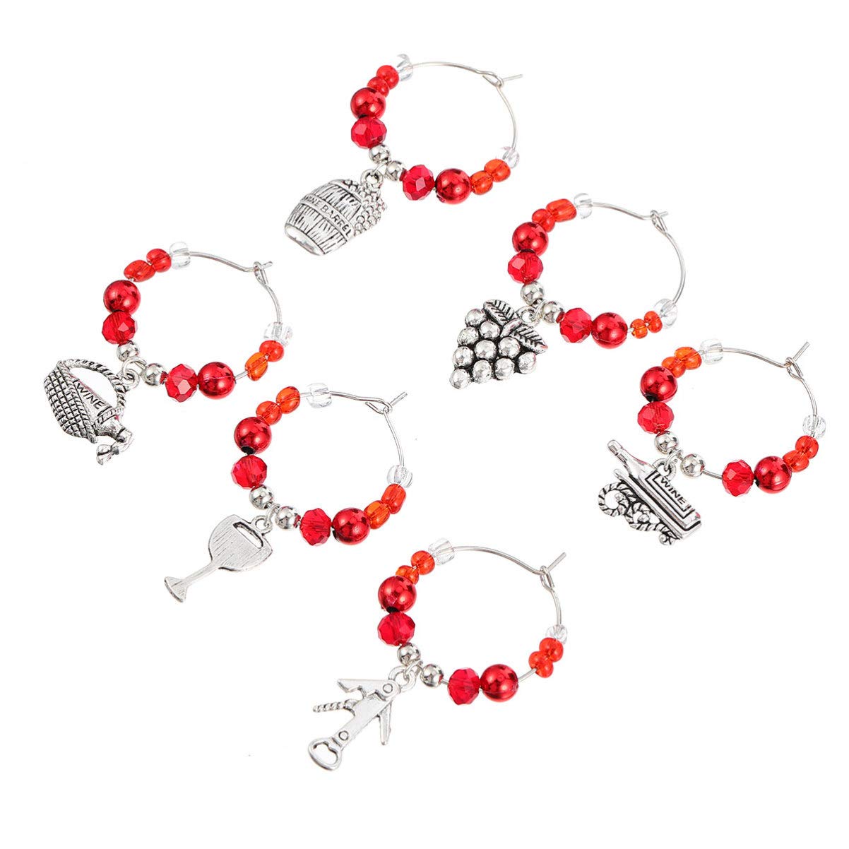 6Pcs Christmas Wine Glass Charms - Festive Wine Glass Markers & Tags with Rings for Holiday Parties, Cocktail Markers (Mixed Style) - Perfect for Christmas Gatherings, New Year's Eve Celebrations & Winter Wedding Favors