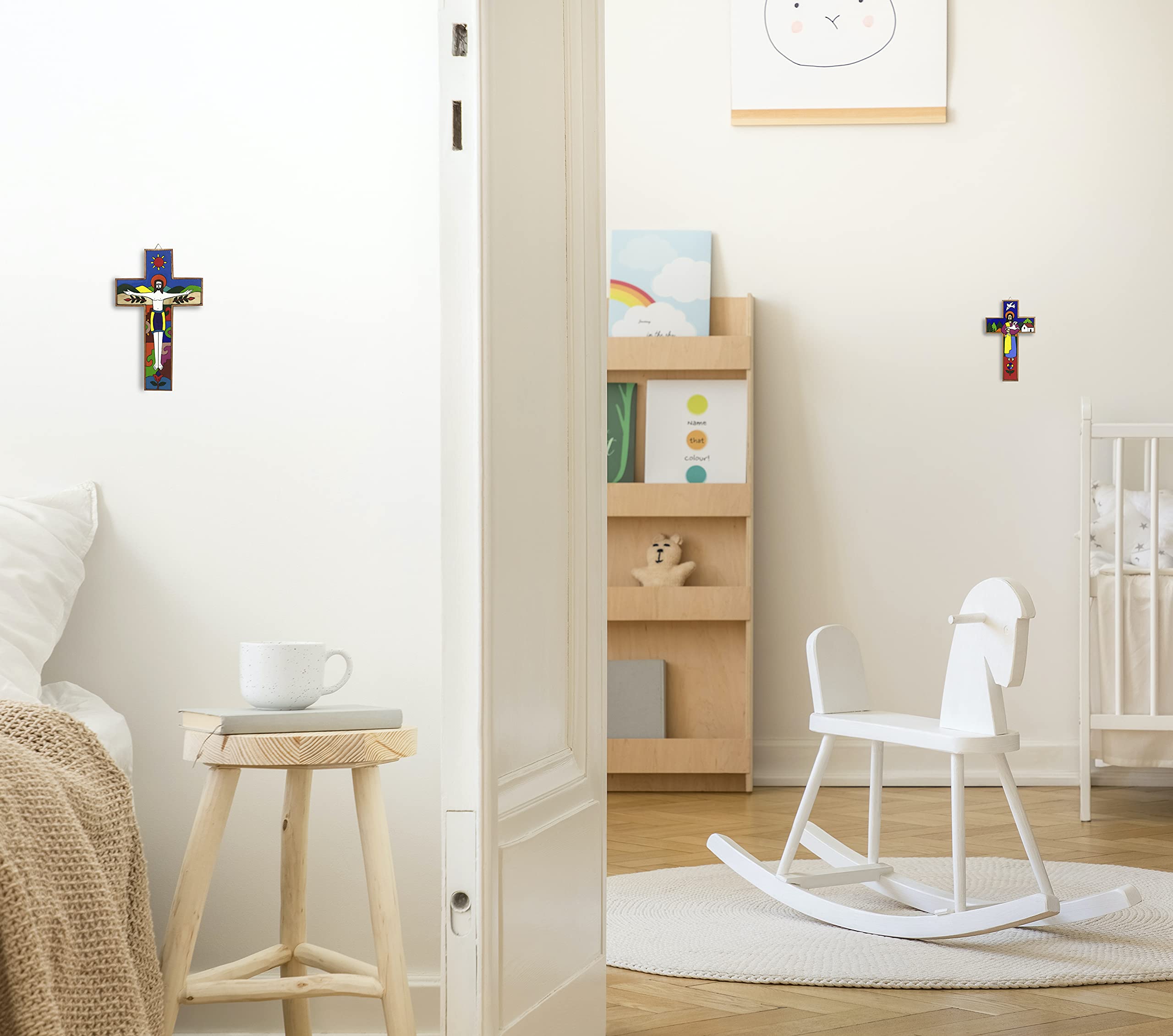 Wooden Crucifix Wall Cross - 5x8 Inch Catholic Home Decor, Religious Wall Art, Christian Gift for Mom - Perfect for Bedroom, Church & Prayer Room Decor