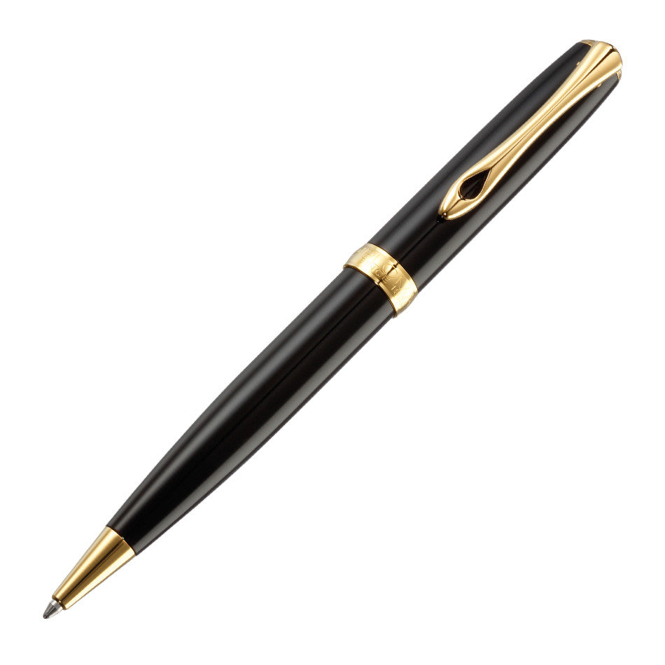 Diplomat Excellence A2 Black Lacquer Ballpoint Pen with Gold Trim - Premium Writing Instrument for Business, Gifts & Signature Signing