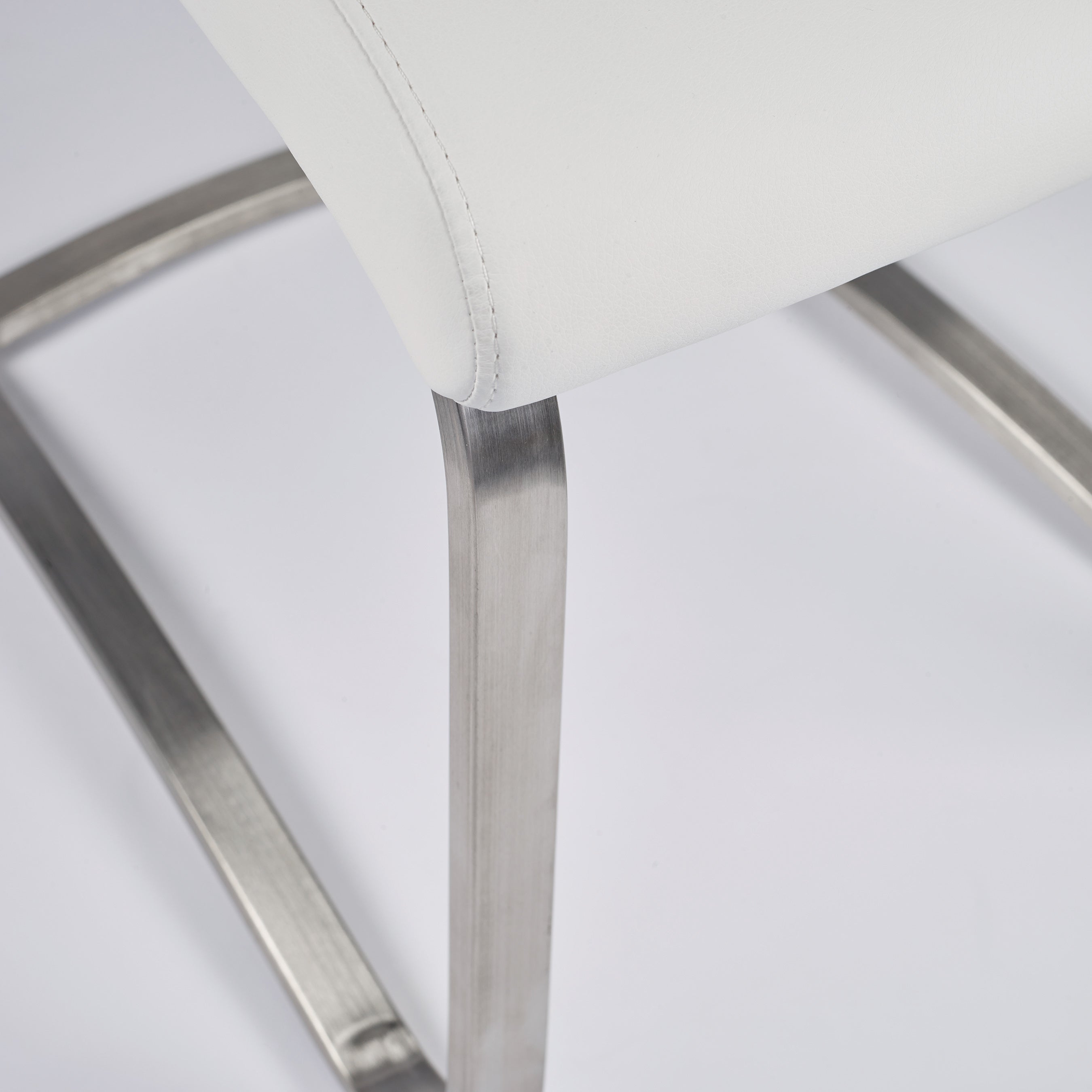 Lexington Side Leather Chair in Brushed Stainless Steel - Set of 2 Modern Dining Chairs for Home & Office | Perfect for Dining Rooms, Conference Tables & Lounge Areas