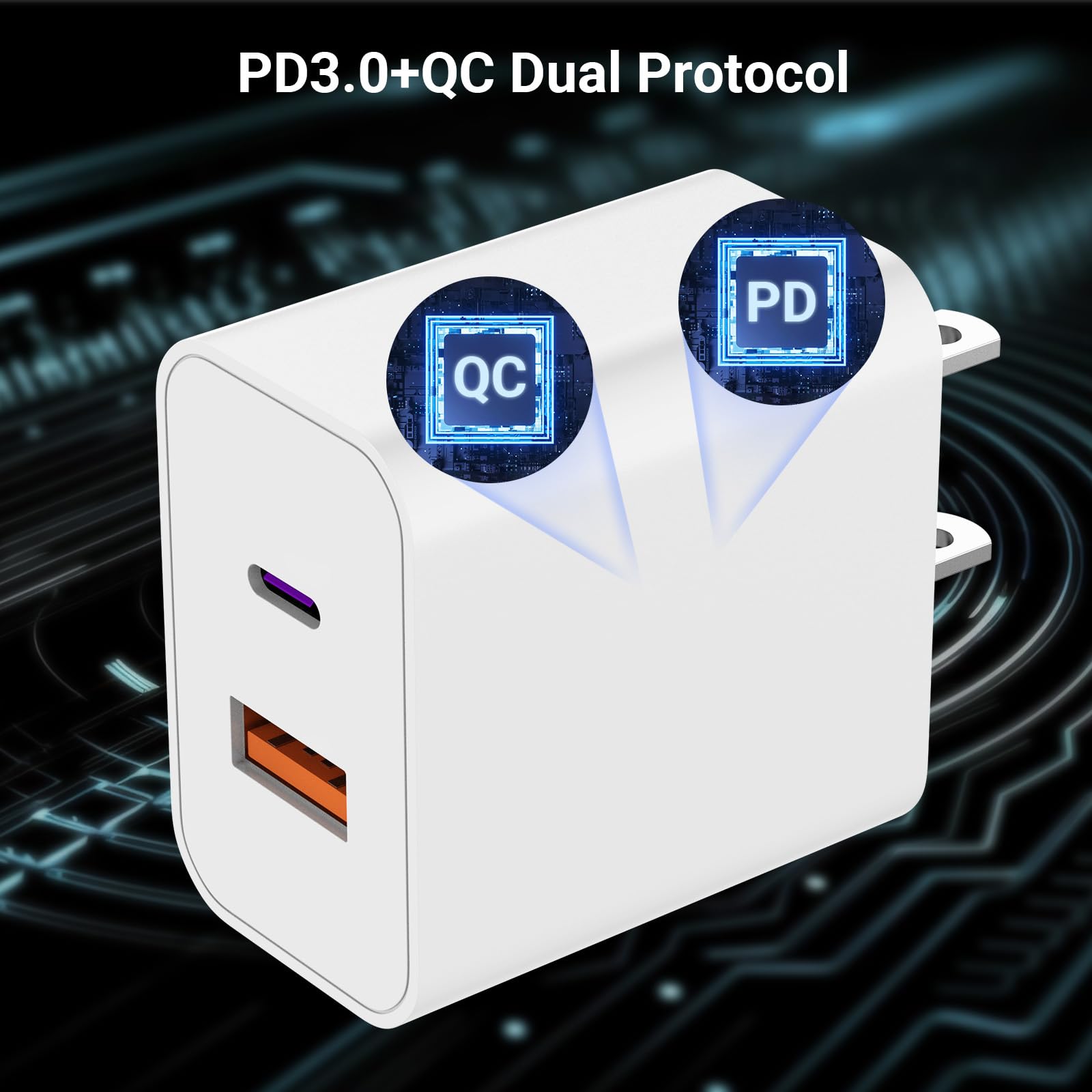 20W USB C Fast Charger 3-Pack with 6FT USB C to Lightning Cable - PD & QC3.0 Dual Port Wall Charger Block for iPhone 14 Pro Max/13/12/11/XS/XR/X - Perfect for Home, Office & Travel Charging