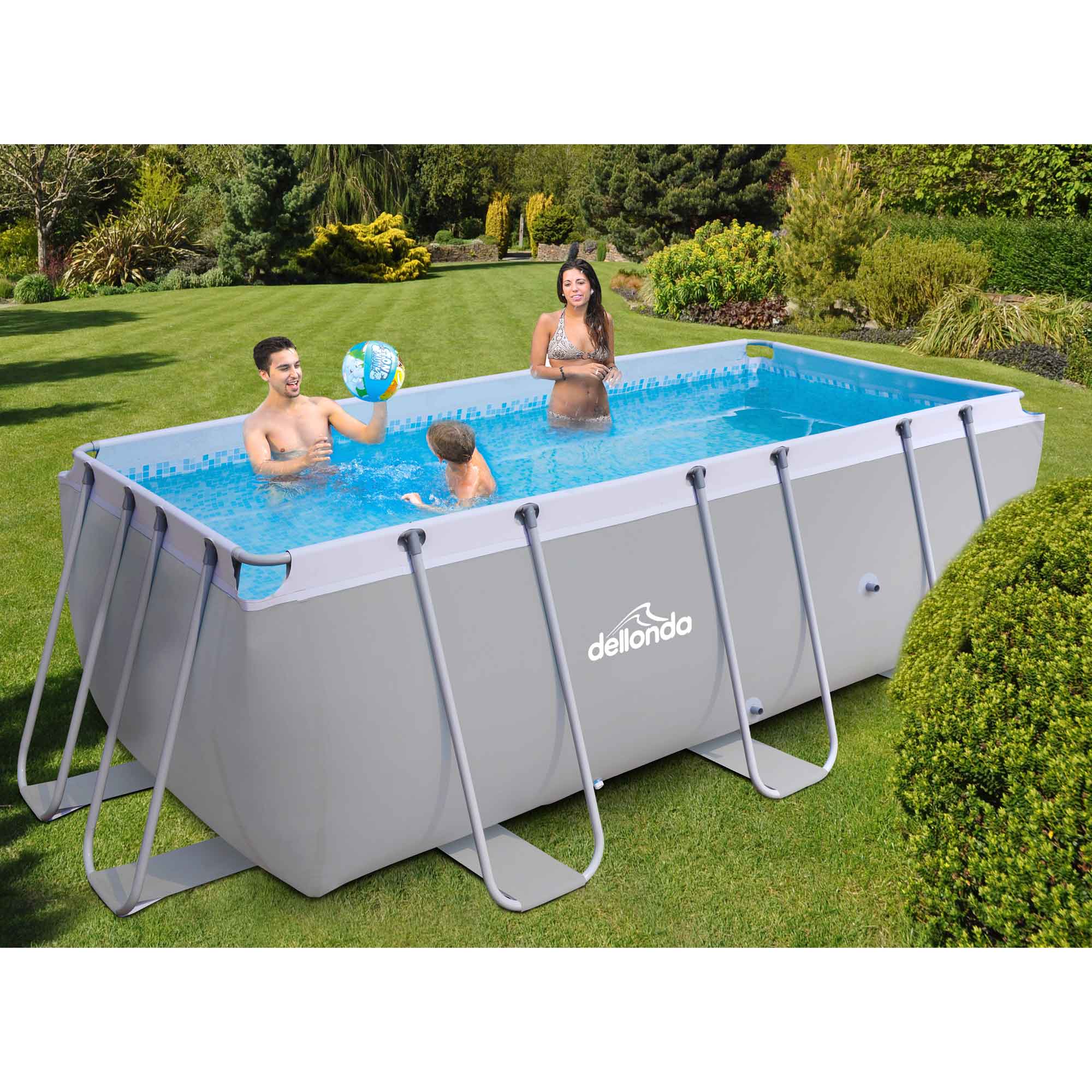 13ft Deluxe Steel Frame Swimming Pool Set with Ladder, Cover & Filter Pump - Rectangular Above Ground Pool for Backyard, Outdoor Family Fun & Summer Relaxation
