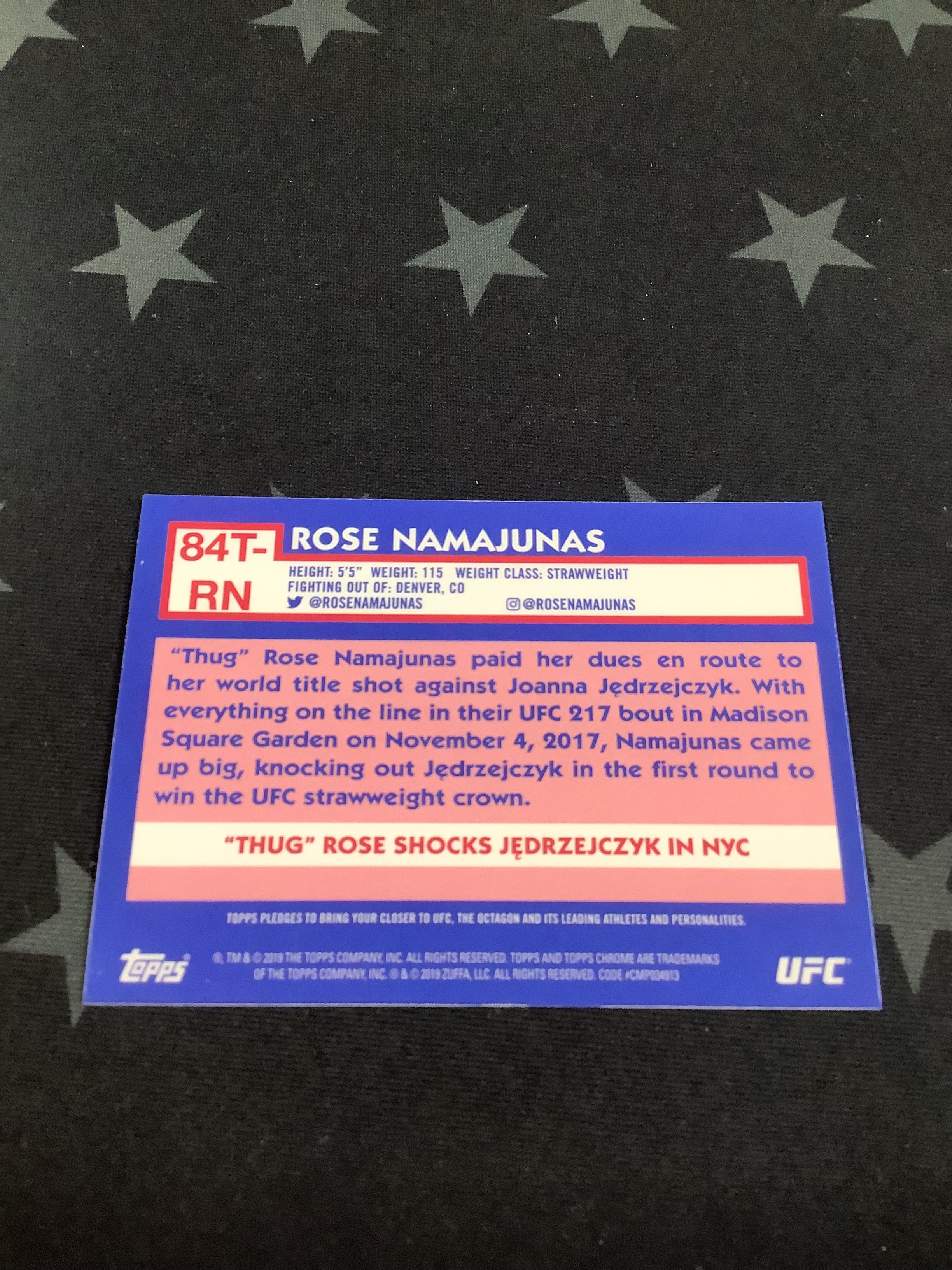2019 TOPPS CHROME UFC Rose Namajunas 1984 Refractor Trading Card - Perfect for UFC Collectors and Sports Memorabilia Enthusiasts