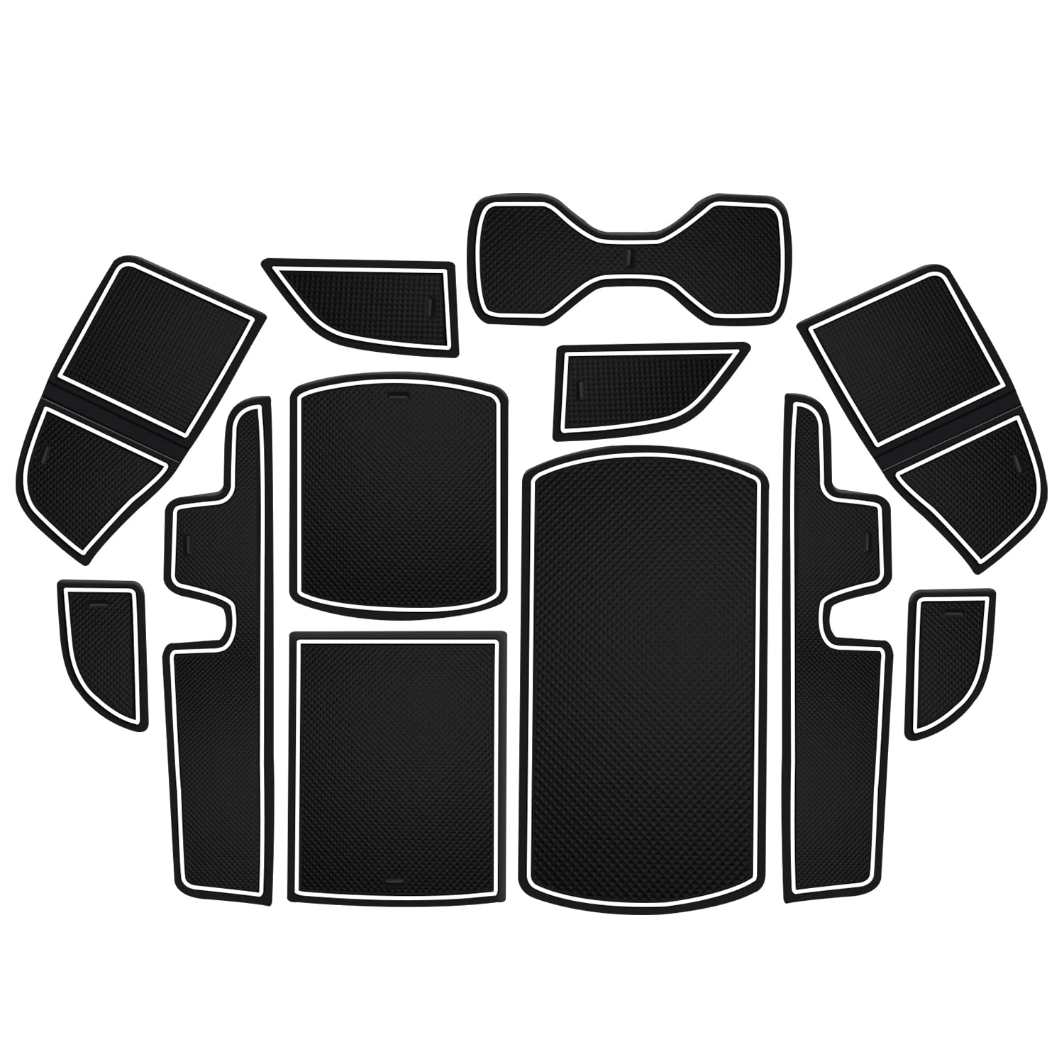 Premium Custom Fit Car Liner Mats for Honda Accord 2018-2022 - 12-Piece Set with White Trim (Cup Holder, Door Pocket & Center Console Inserts) | Waterproof Protection & Easy Cleaning for Daily Commute & Road Trips