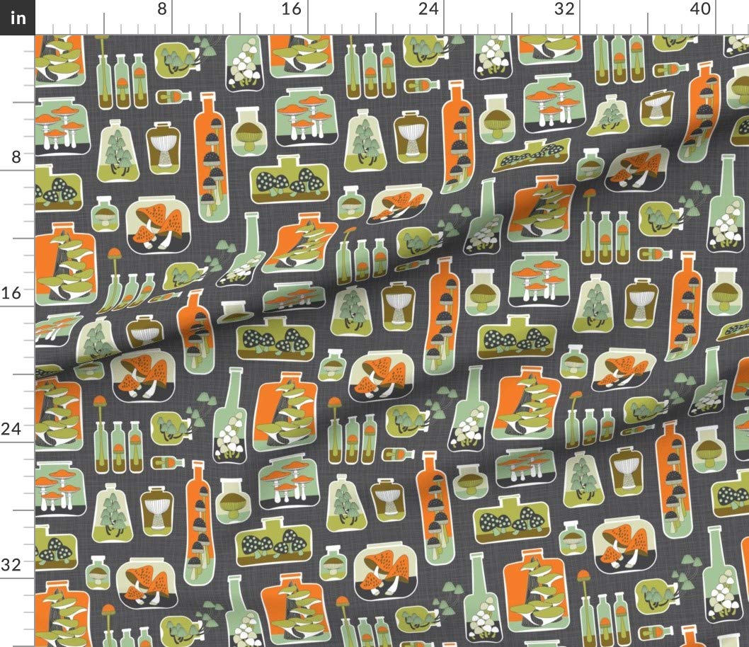Terrarium Mushroom Printed Cotton Fabric by The Yard - Premium Petal Signature Cotton for Sewing, Quilting, Apparel & Home Decor - DIY Crafts, Wall Hangings & Upholstery Projects