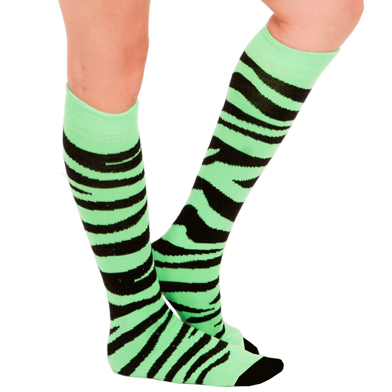 Chrissy's Socks Women's Zebra Print Knee High Socks - Fashionable Animal Print Stockings for Women - Perfect for Costumes, Cosplay & Winter Outfits