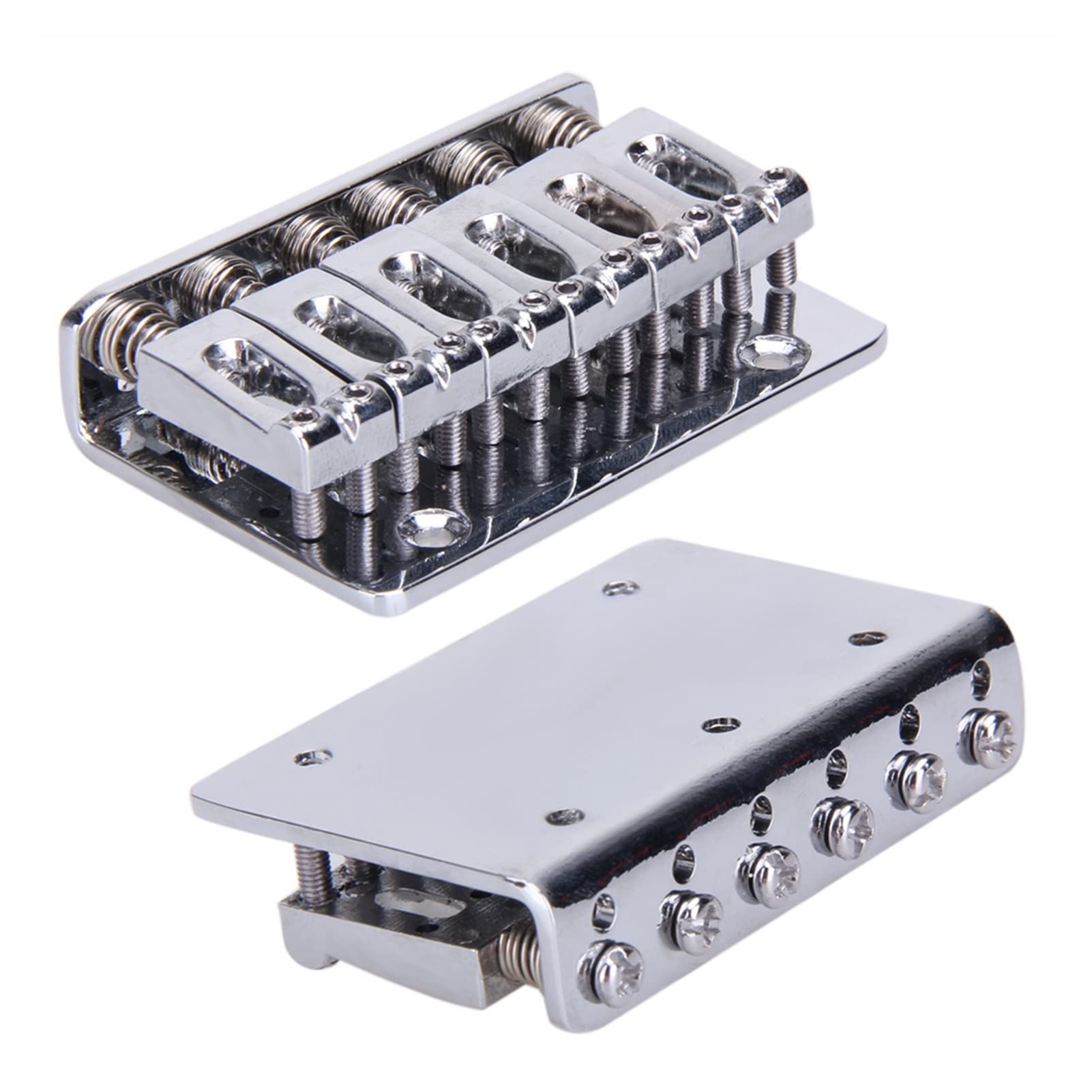 6 Saddle Hardtail Bridge for Electric Guitar - Top Load Fixed Metal Tailpiece (Silver) | Perfect for Replacement & DIY Guitar Upgrades | Ideal for Rock, Blues & Metal Players