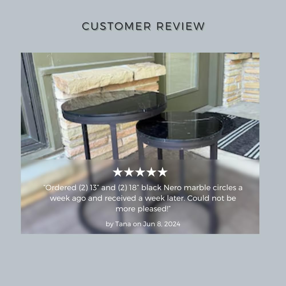 18 Inch Black Marble Ottoman Serving Tray - Round Table Centerpiece for Cakes, Cupcakes & Desserts | Elegant Home Decor for Dining, Tea Parties & Entertaining