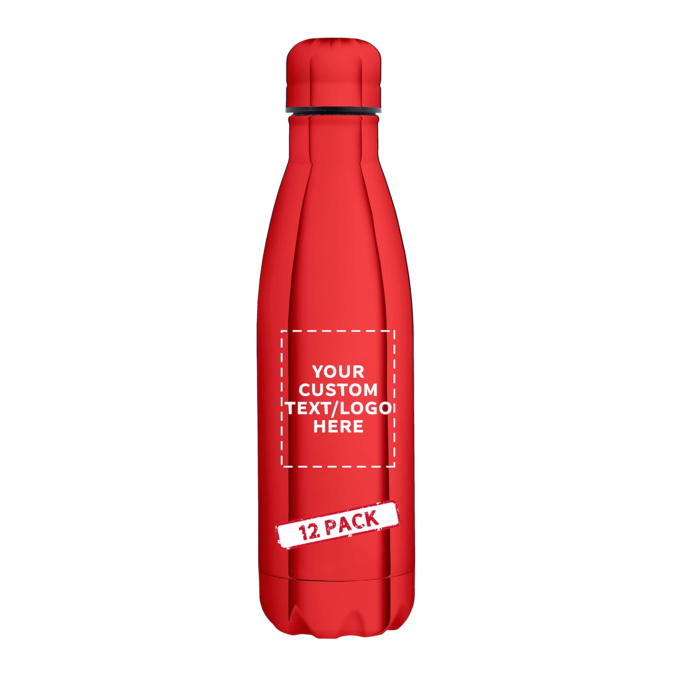 12 Pack 17oz Stainless Steel Levian Cola Water Bottles - Custom Text & Logo, Double Wall Insulated, Spill Proof, BPA Free - Perfect for Office, Gym, Travel & Outdoor Activities