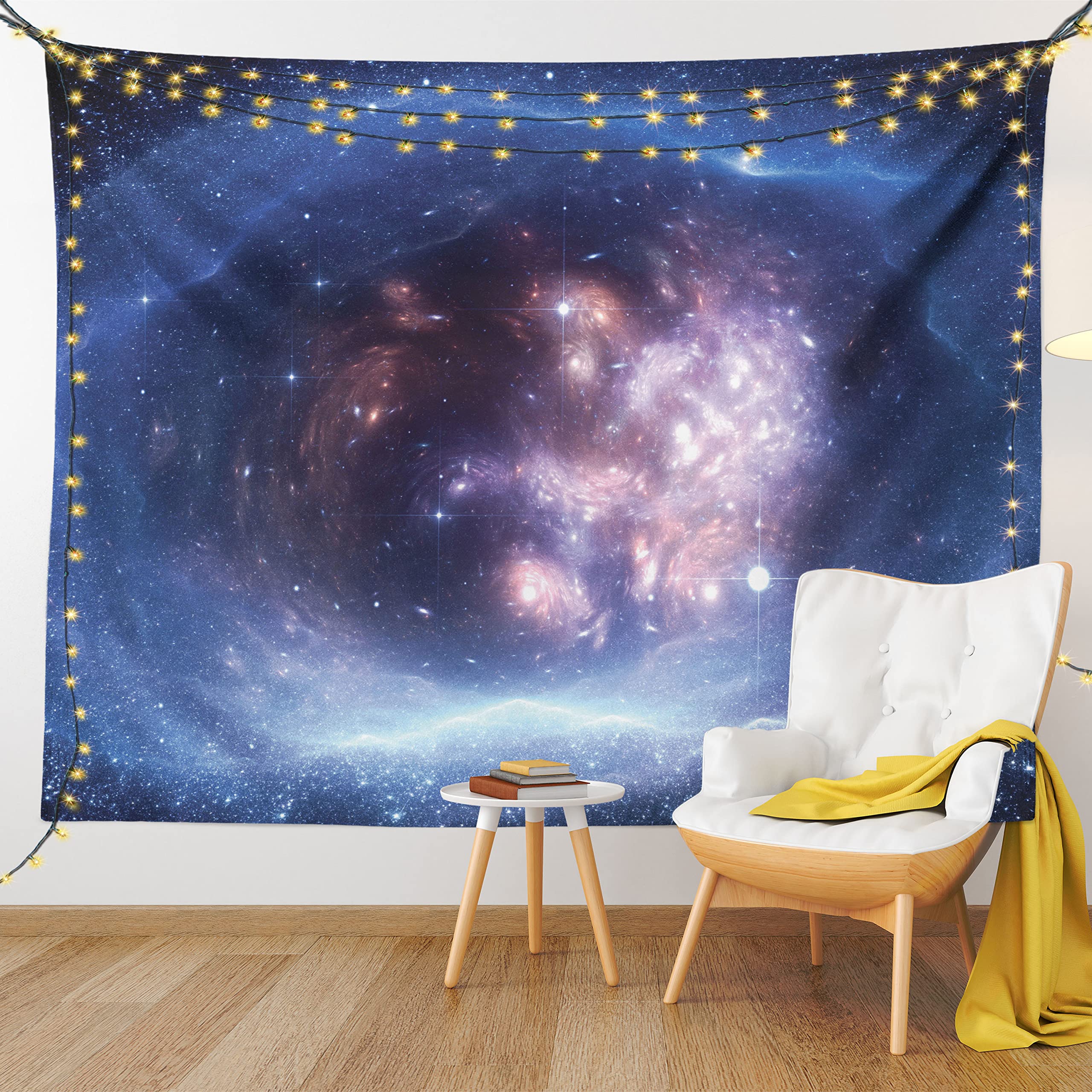 Ambesonne Outer Space Tapestry - Galaxy Nebula Star Clusters Astronomy Art Wall Hanging Decor for Bedroom, Living Room, Dorm - 23x28 Inches Indigo Purple - Perfect for Space Theme Rooms, Teen Bedrooms & Astronomy Lovers