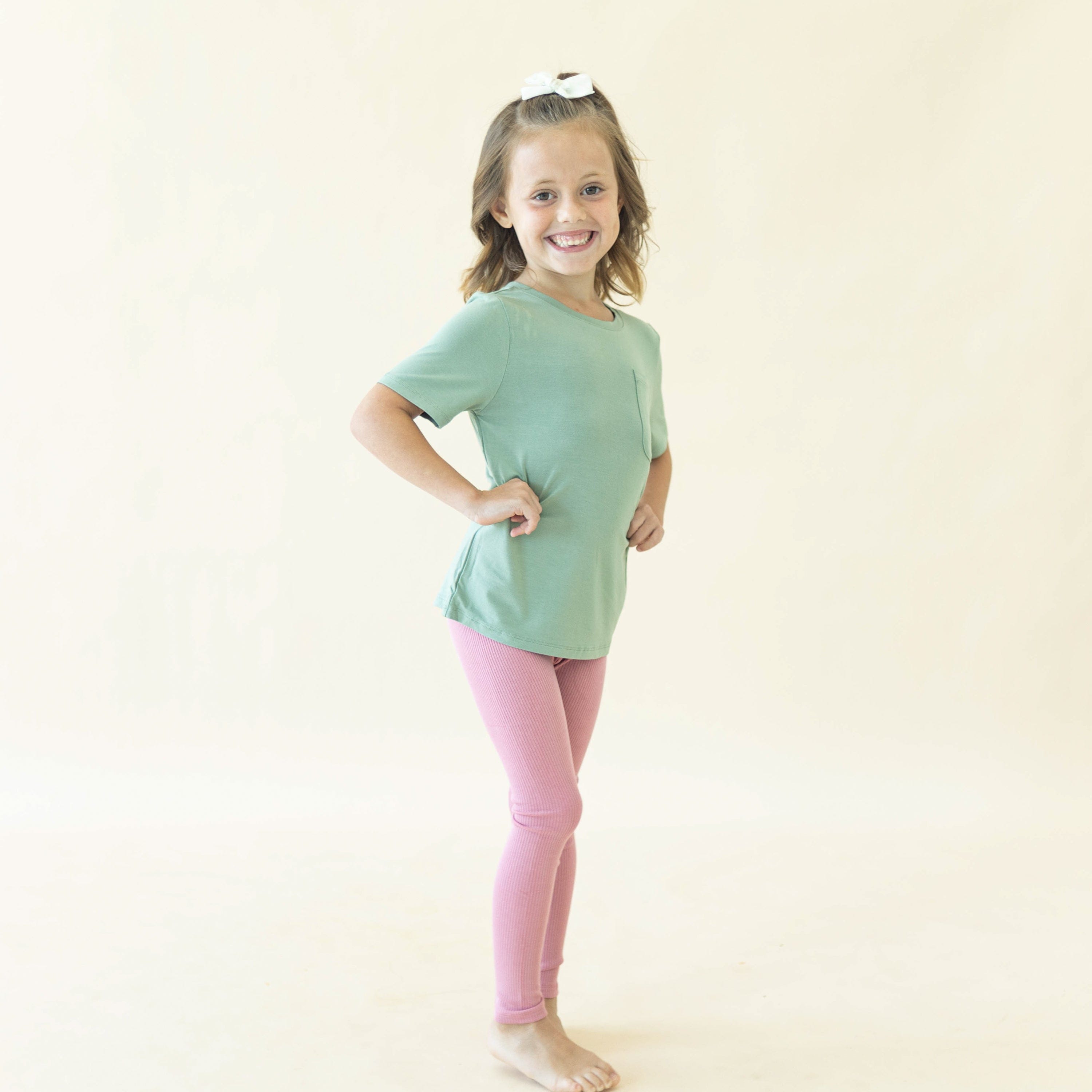 High Waist Ribbed Leggings for Women - Soft Stretchy Yoga Pants in Apple Blossom Pink | Perfect for Workout, Lounge & Everyday Wear