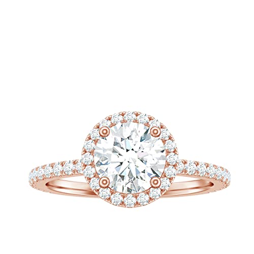 2 CT Certified Moissanite Engagement Ring for Women - Round Cut with Side Stones in 14K Solid Gold - Perfect for Proposals, Anniversaries & Special Occasions