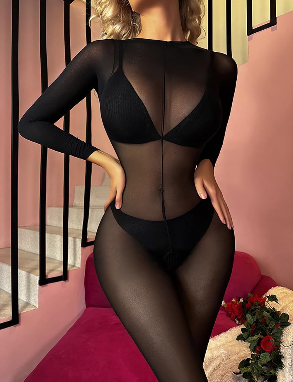 Sexy Full Body Stockings for Women - Stretchy One Piece Bodysuit Tights Lingerie - Perfect for Valentine's Day, Role Play & Intimate Moments