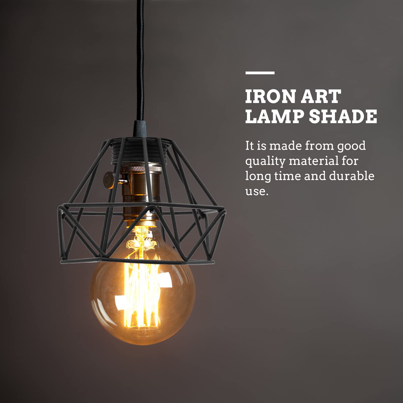 Beaupretty Black Metal Cage Lamp Shade - Industrial Style Clip-On Chandelier Light Cover for Ceiling, Wall, Table & Floor Lighting - Perfect for Living Room, Bedroom, Restaurant and Office Decor