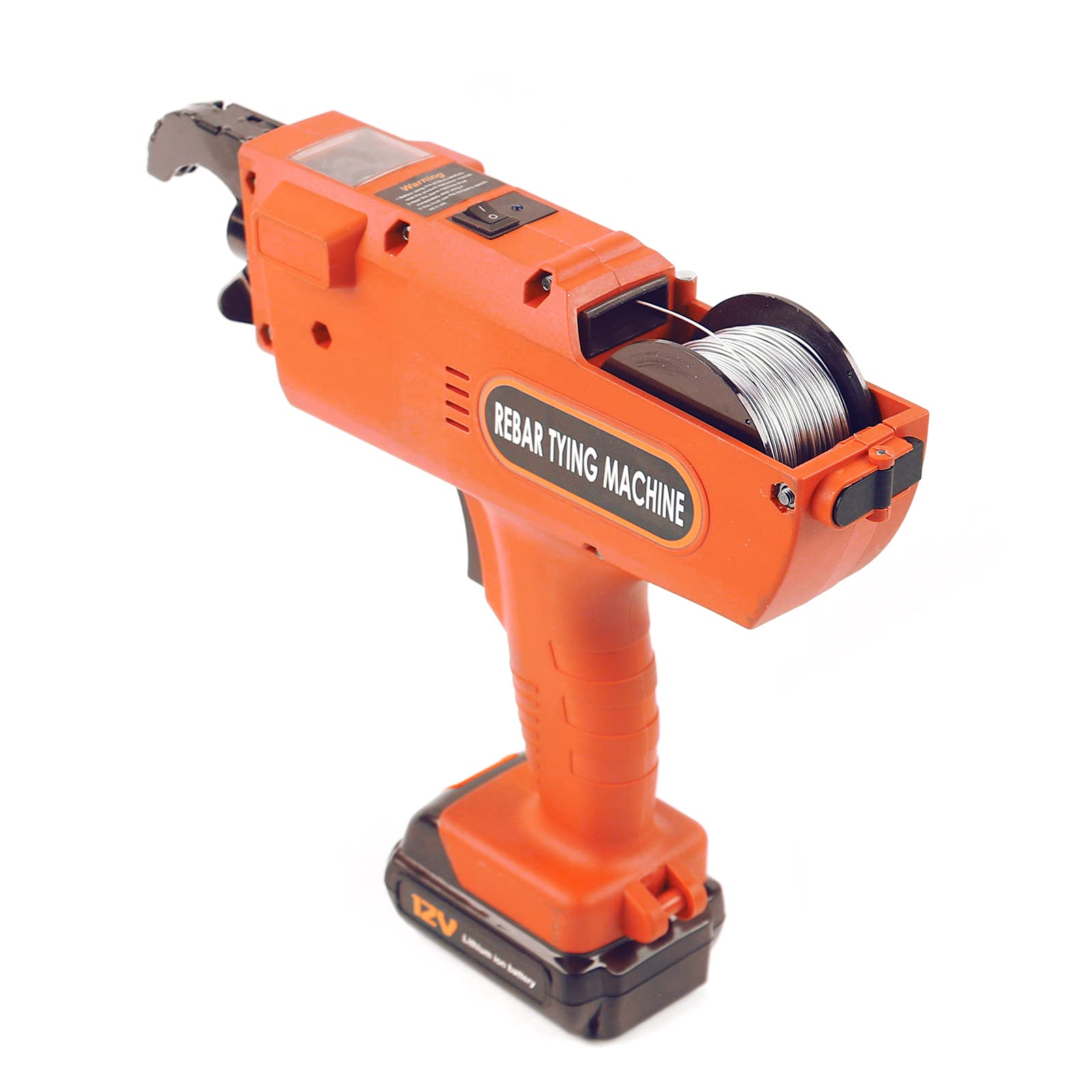 TBVECHI 12V Automatic Rebar Tying Machine - Handheld Rebar Tier Tool for 8-34mm Steel Bars with 4500mAh Battery & Steel Wire (Orange) - Perfect for Construction, Concrete Work & DIY Projects