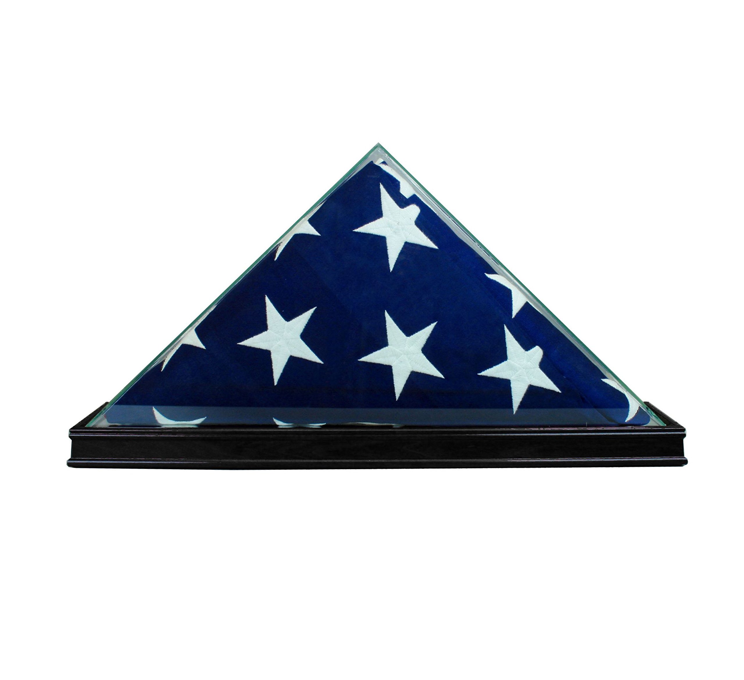 Premium All-Glass Flag Display Case for 9.5' x 5' American Flags - Perfect for Home, Office & Military Memorial Displays