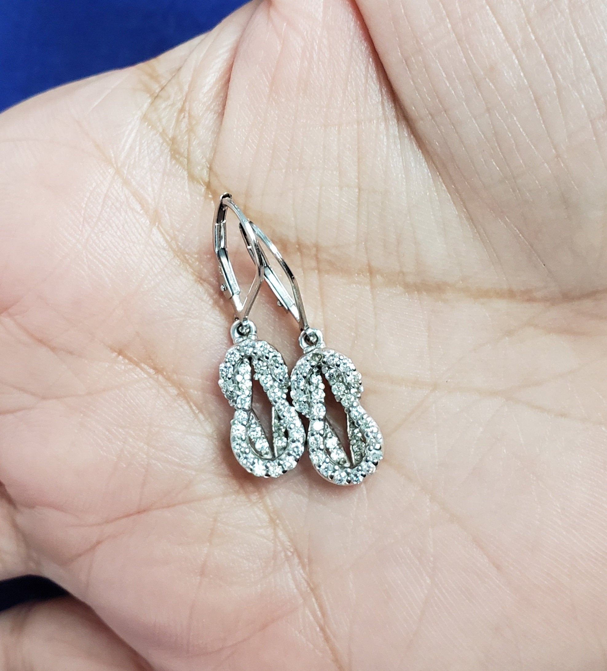 Love Knot Diamond Drop Earrings 0.65cttw - Elegant Dangling Jewelry for Weddings, Anniversaries & Special Occasions