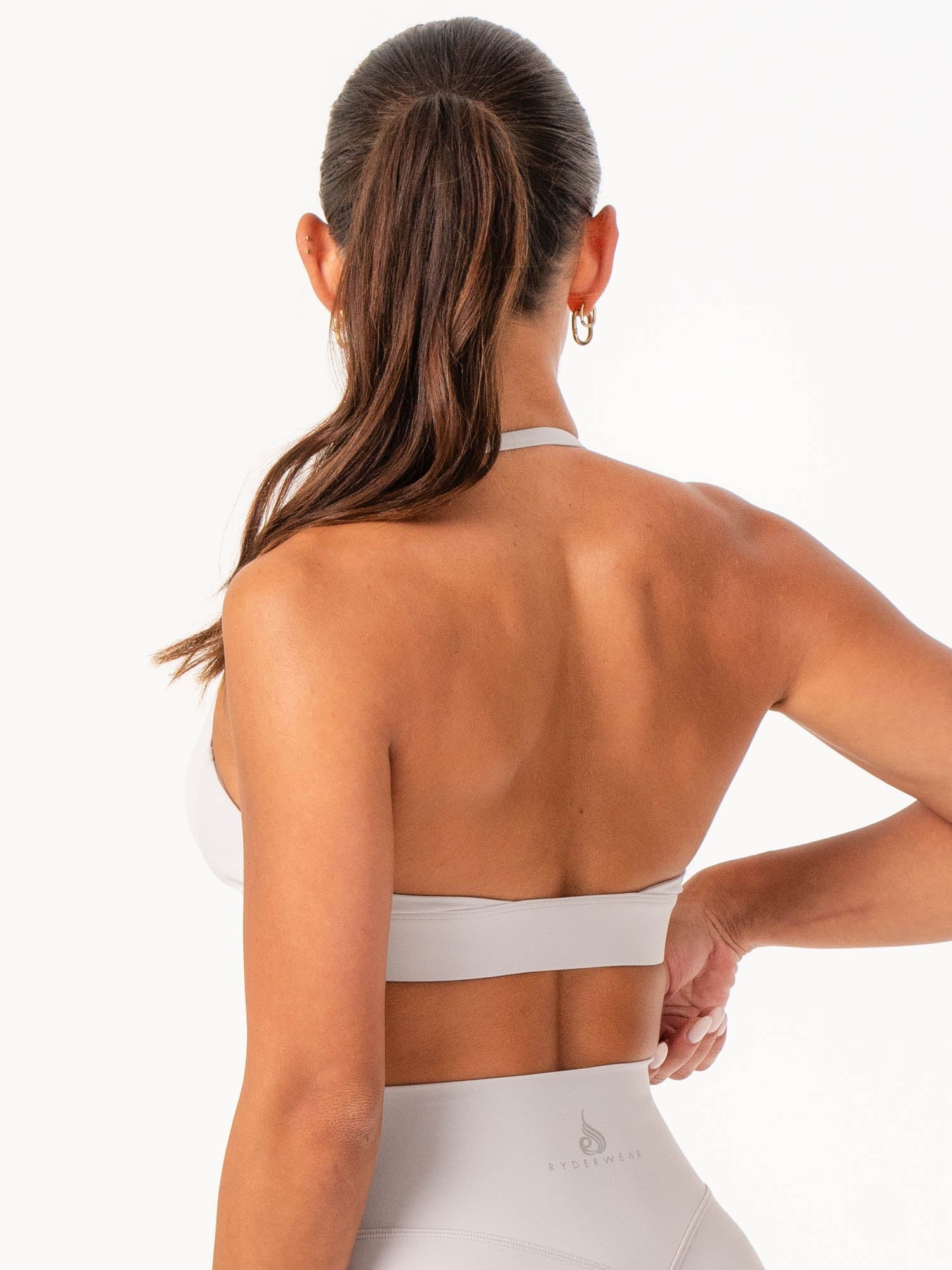 NKD Halter Sports Bra - Sugar Dust | High Support Workout Bra for Women | Perfect for Yoga, Running & Gym