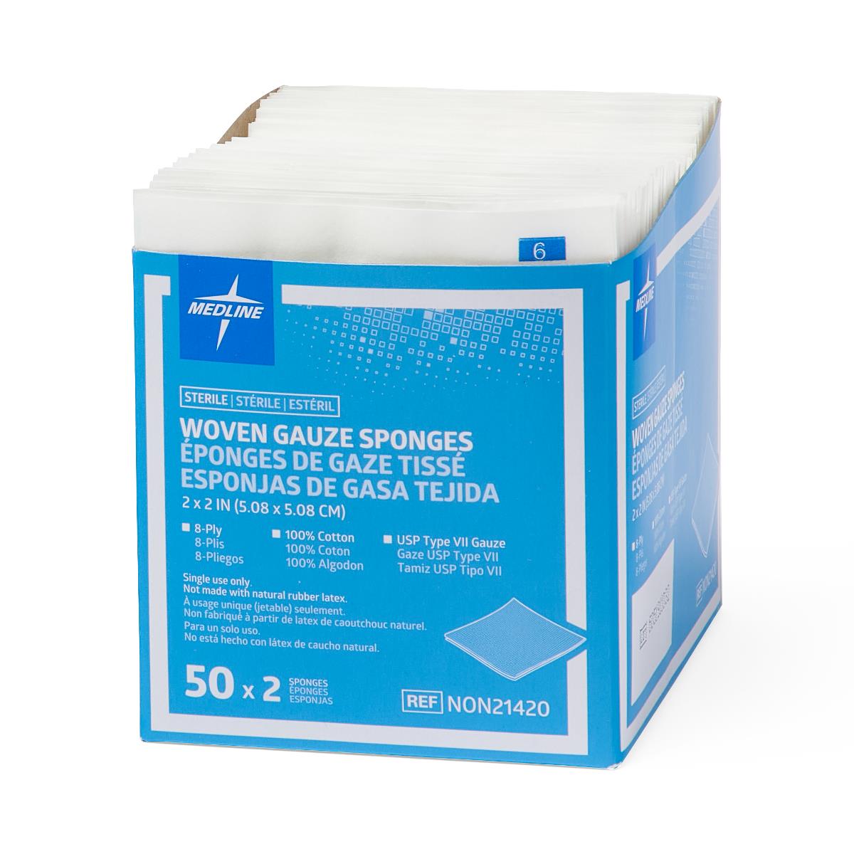 Sterile 100% Cotton Woven Gauze Sponges for Wounds - Medical Grade, Non-Stick, Highly Absorbent (4x4, 2x2, 3x3 Inch Sizes) - Ideal for First Aid Kits, Surgical Dressings & Wound Care