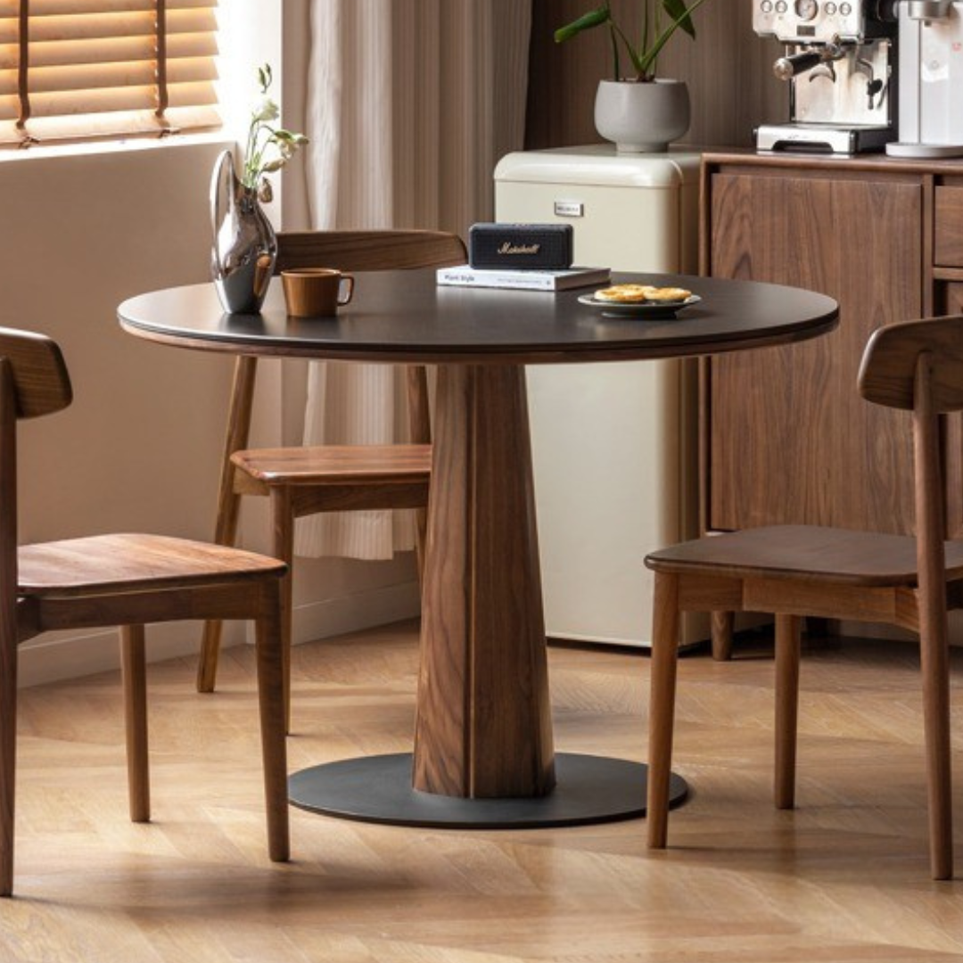 Premium Black Walnut Solid Wood Round Dining Table - 42 Inch Natural Wood Kitchen Table for 4-6 People - Perfect for Dining Rooms, Kitchens, and Open Concept Living Spaces