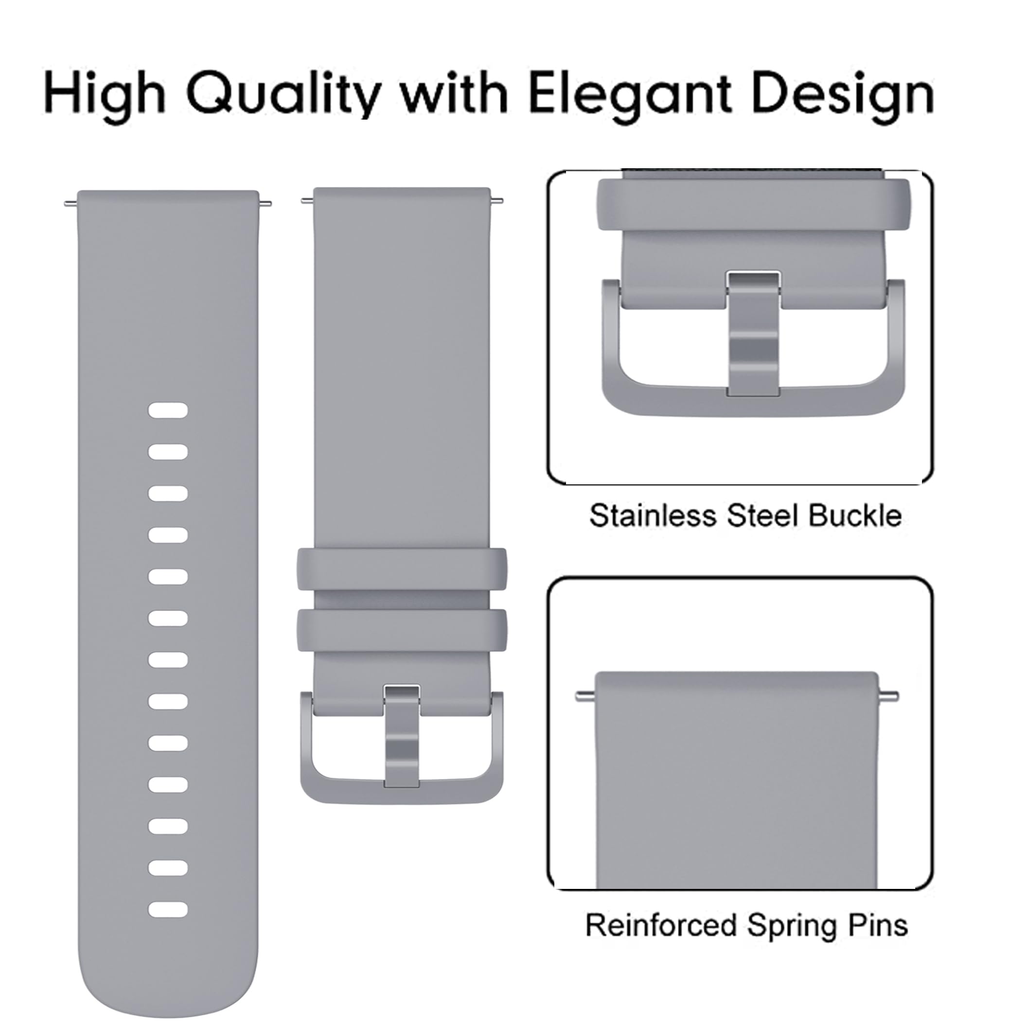Premium 18mm Soft Silicone Watch Band - Compatible with EGQINR H31/MKYOPT H31 Smartwatch & Fitness Trackers (1.58