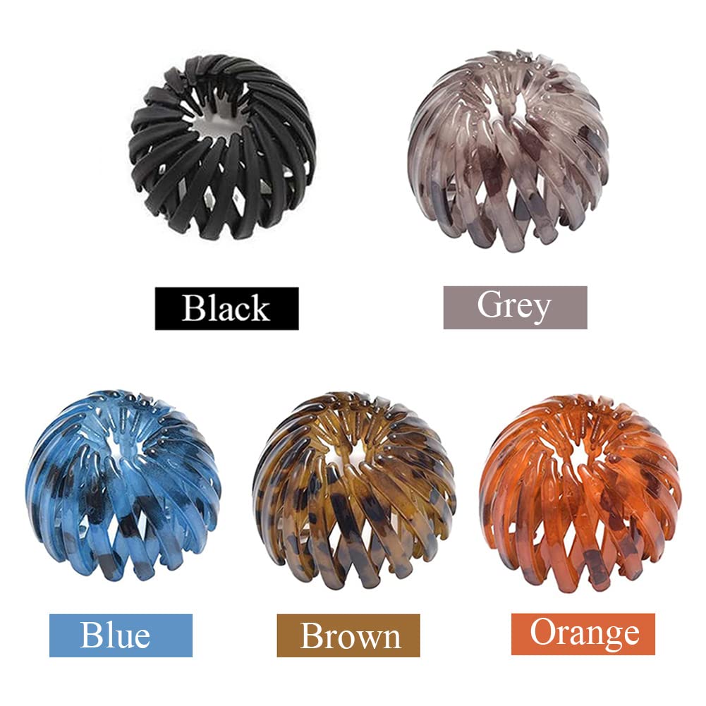 5 Pcs Birds Nest Hair Clips - Geometric Retractable Hair Loops, Bun Maker & Hairpin for Women & Girls - Perfect for Updos, Ponytails & Everyday Hairstyles