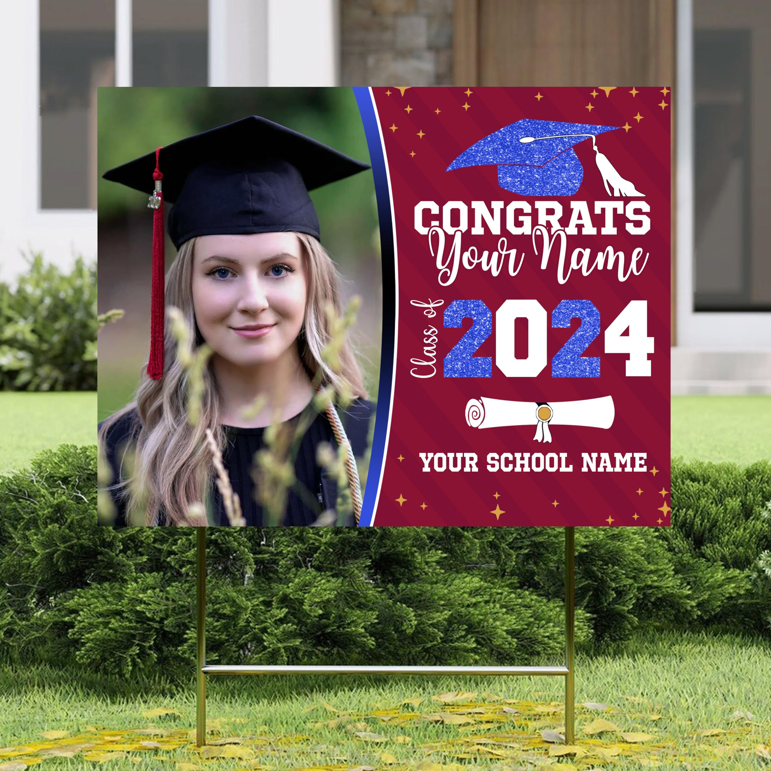 Personalized Graduation Yard Sign 2024 With Photo - Custom Class of 2024 Graduation Decor for High School & College - Perfect for Outdoor Graduation Parties & Photo Backdrops