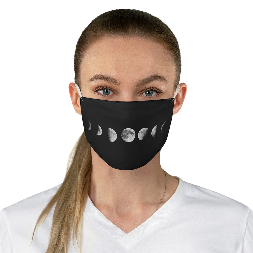 Moon Phases Space Pattern Fabric Face Mask - Reusable & Breathable for Daily Protection, Outdoor Activities & Travel
