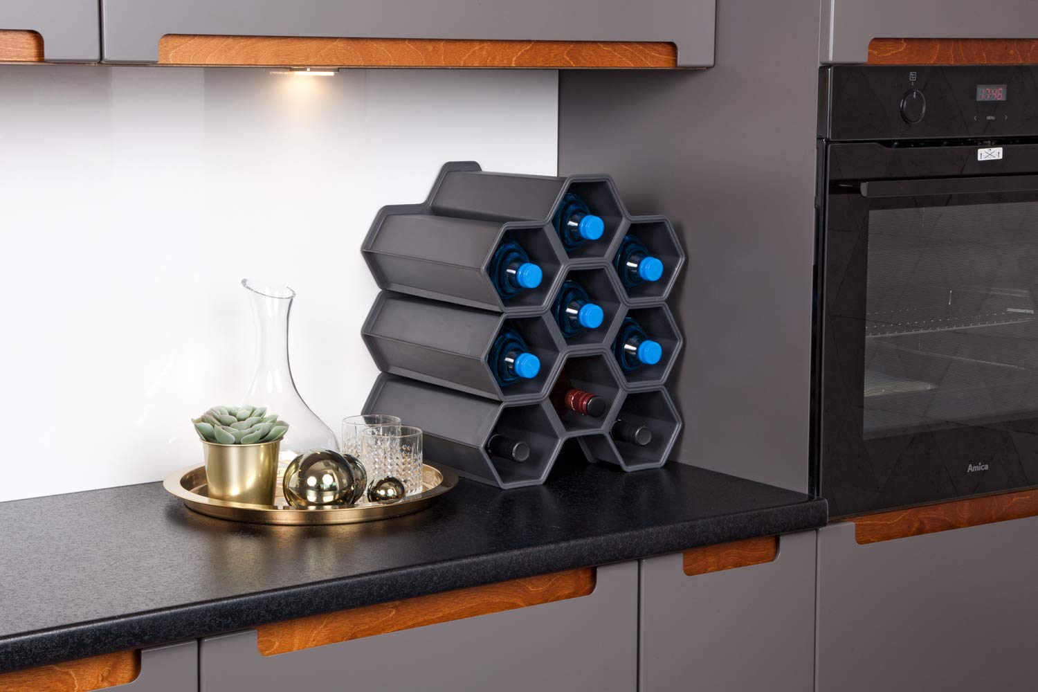 19712 Wooden Wine Rack - 12 Bottle Storage Holder for Kitchen, Dining Room & Bar - Premium Wine Organizer for Home & Commercial Use