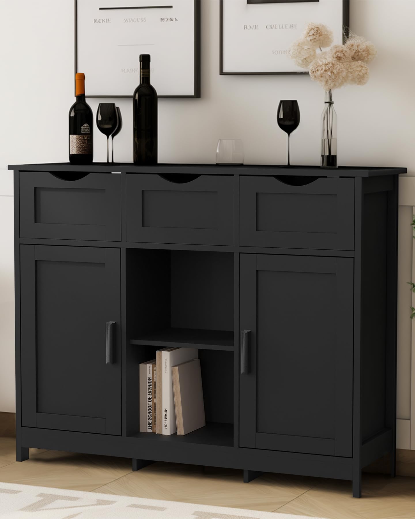 Wooden Storage Cabinet with Drawers & Shelves - Living Room, Bedroom Decor