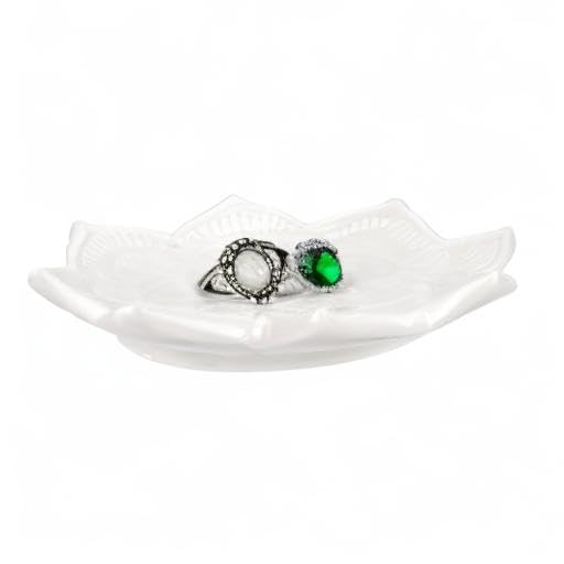 Boho Ring Dish - White Mandala Jewelry Holder for Women | Wedding & Bridal Shower Gift
