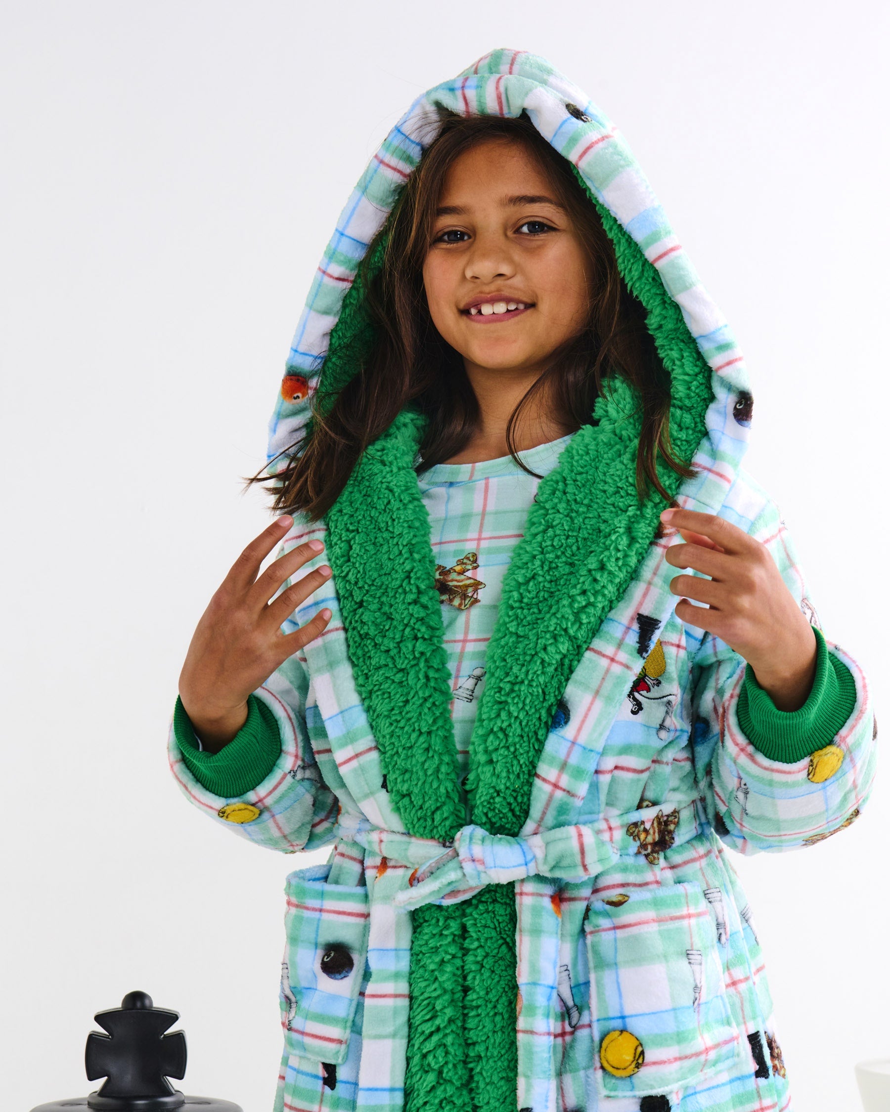 Kip&Co x Eleventh Hour Snookered Tartan Kids Robe - Soft & Cozy Plaid Bathrobe for Boys & Girls - Perfect for Bath Time, Lounging & Winter Warmth