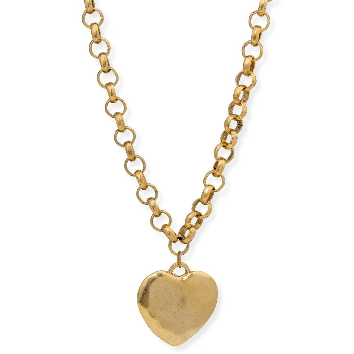 Bracha Puffy Heart Gold Tone Necklace - 14K/18K Gold Plated, Adjustable Chain (16