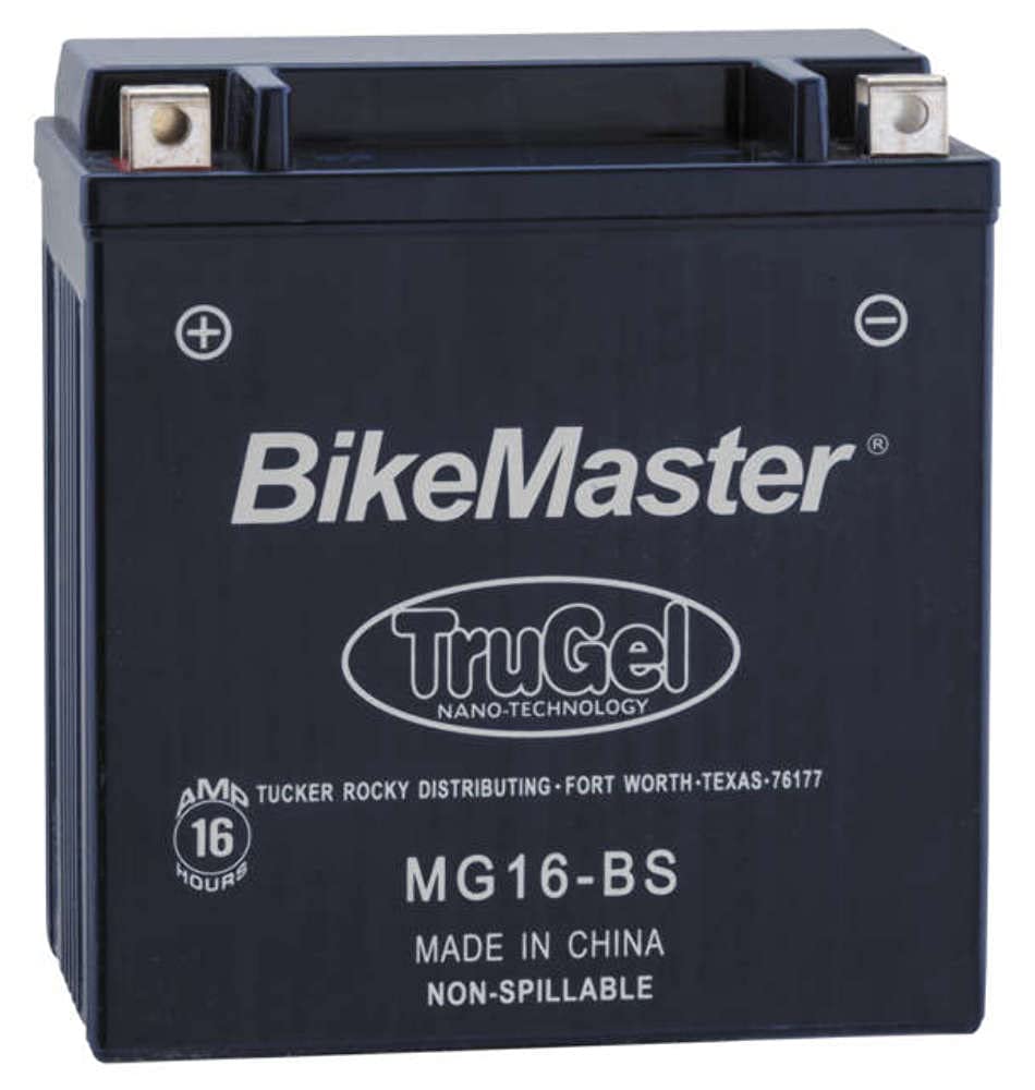 BikeMaster TruGel Sealed Lead Acid Battery MG16-BS - High Performance Motorcycle & ATV Battery for Reliable Starting Power in All Weather Conditions