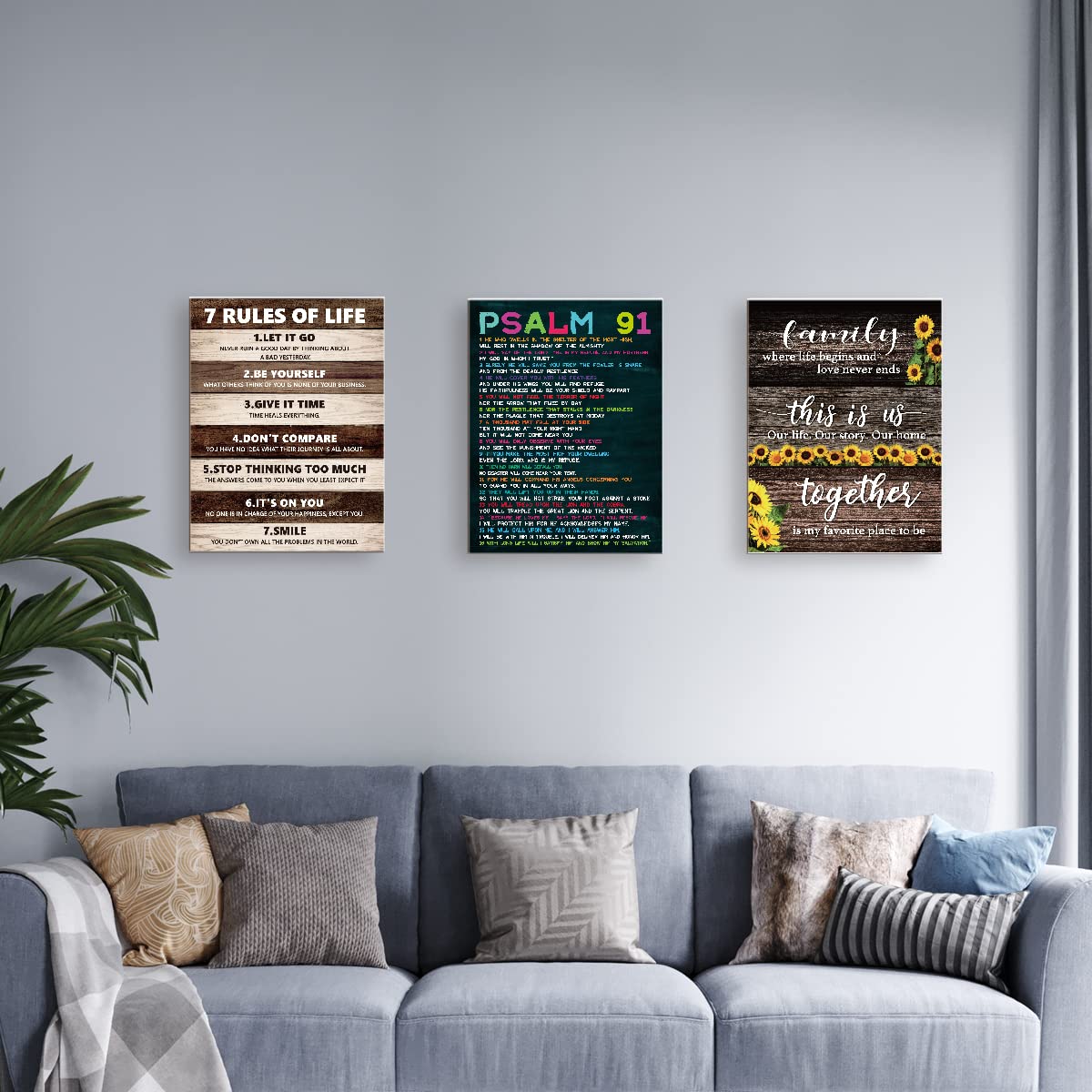 LISTNGBO Bible Verses Canvas Art - Psalms 91 Scripture for Kids' Room Decor