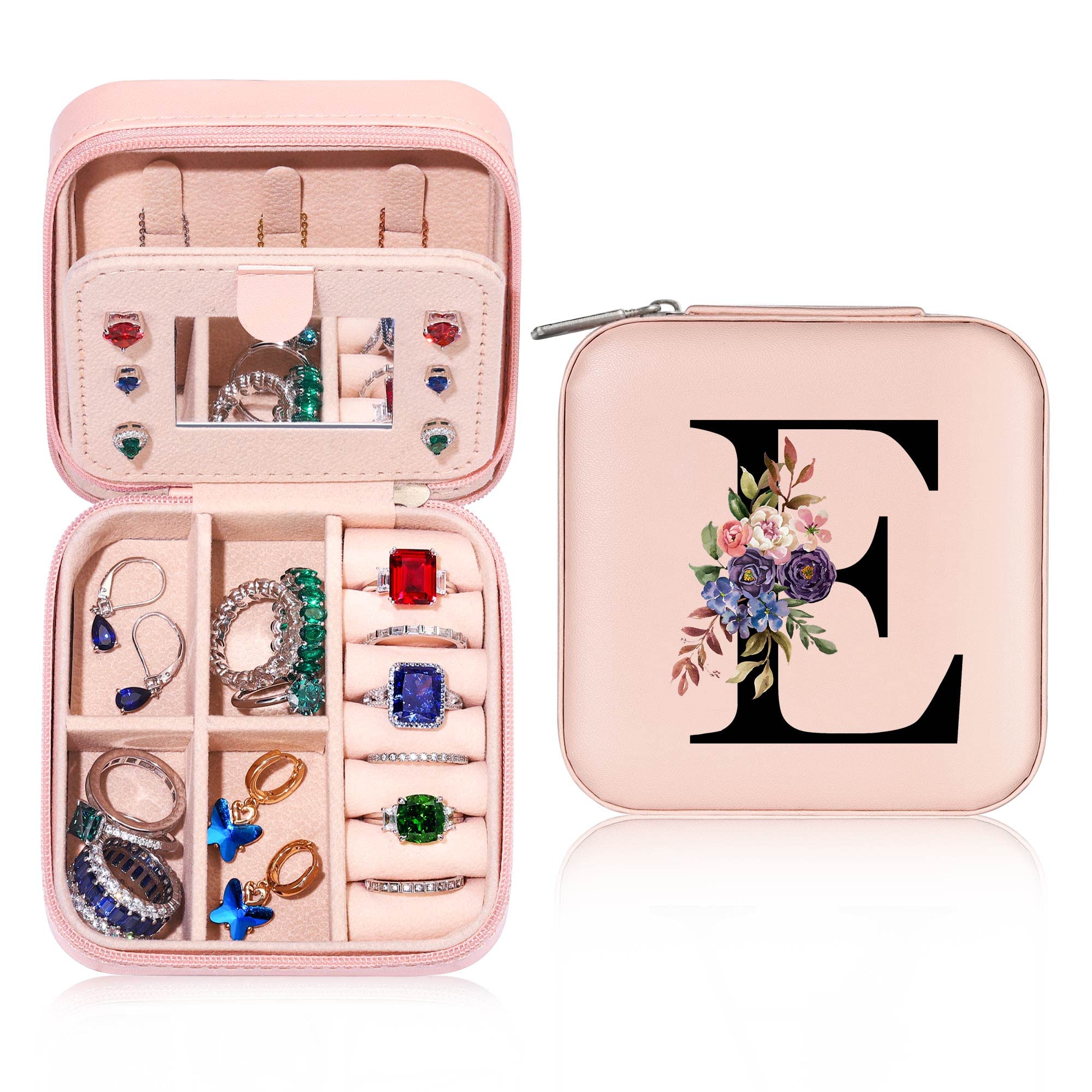 Personalized Initial Jewelry Box for Girls - Small Travel Jewelry Organizer with Monogram | Compact Jewelry Storage Case for Necklaces, Rings & Earrings | Perfect for Travel, Gifts & Daily Organization