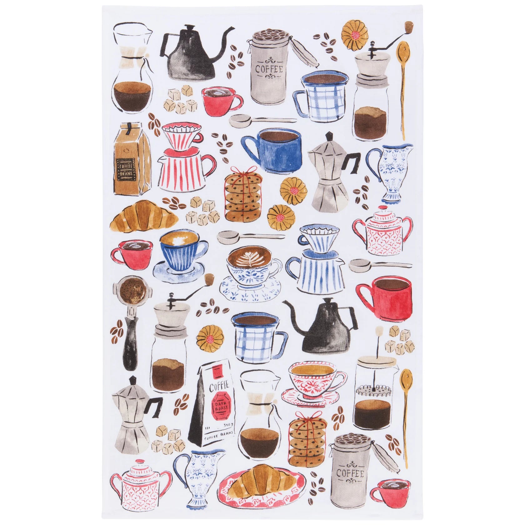 Now Designs by Danica Coffee Break Printed Dish Towel - Absorbent Kitchen Towel for Drying Dishes, Decor & Coffee Station Accessories