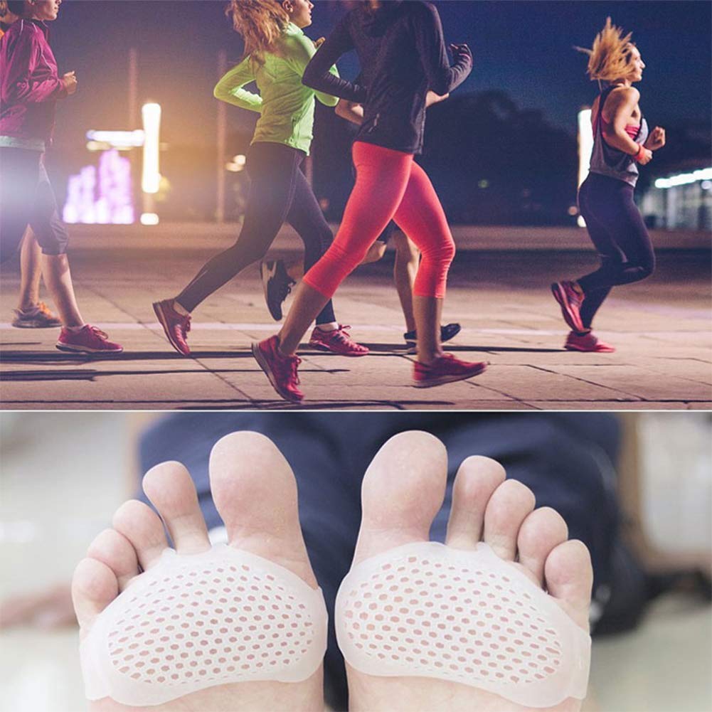 STARBURST Silicone Gel Half Toe Sleeves - Anti-Skid Forefoot Pads for Pain Relief, Soft Heel Protector & Gel Socks for Dry Cracked Feet Repair - Ideal for Running, Hiking & Everyday Comfort