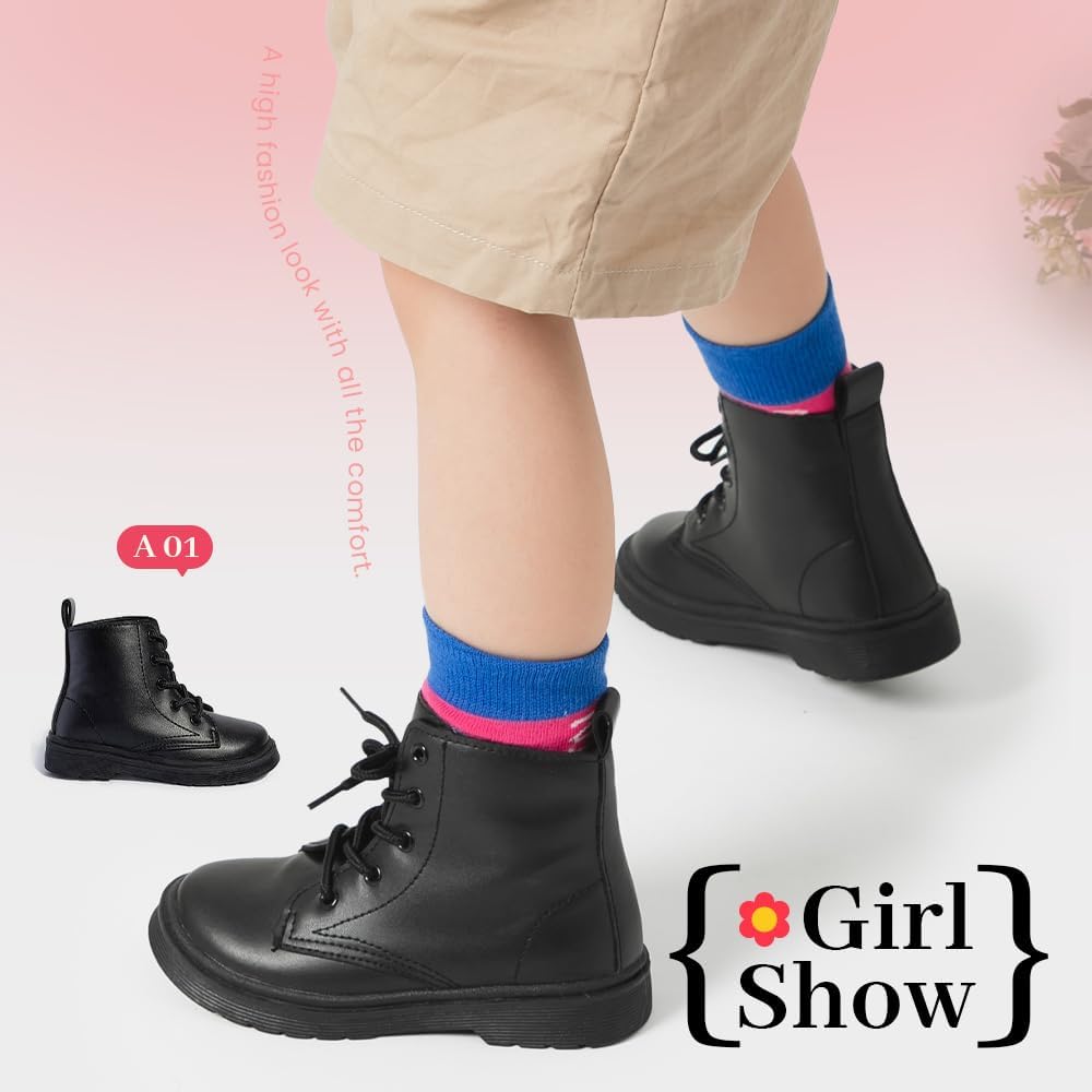 **Miamooi Toddler Girls & Boys Combat Ankle Boots - Waterproof Leather Chelsea Booties for Kids - Comfortable Outdoor Fall Shoes (Toddler/Little Kid) - Perfect for Playground, Hiking & Everyday Wear**