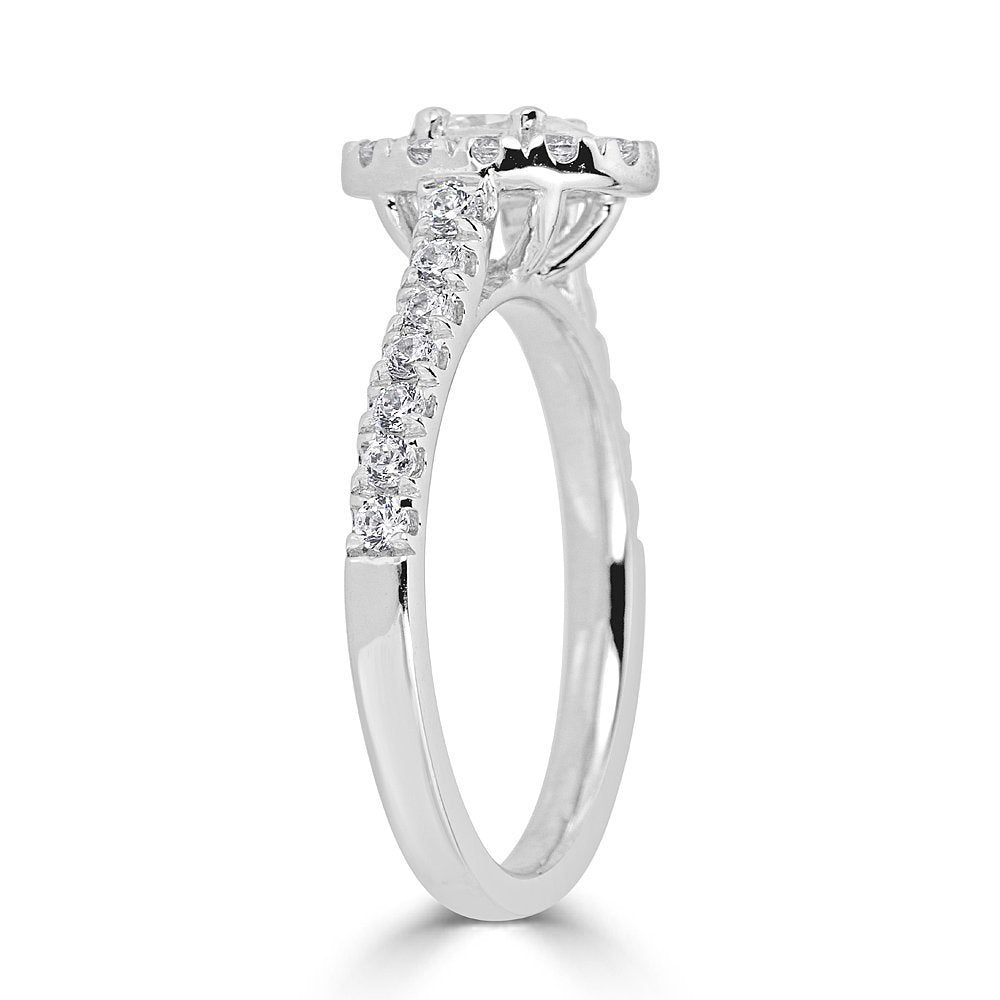 14KT Gold 1.00 CTW Oval Diamond Halo Cathedral Engagement Ring for Women - Elegant Wedding Band, Anniversary Gift, Bridal Jewelry