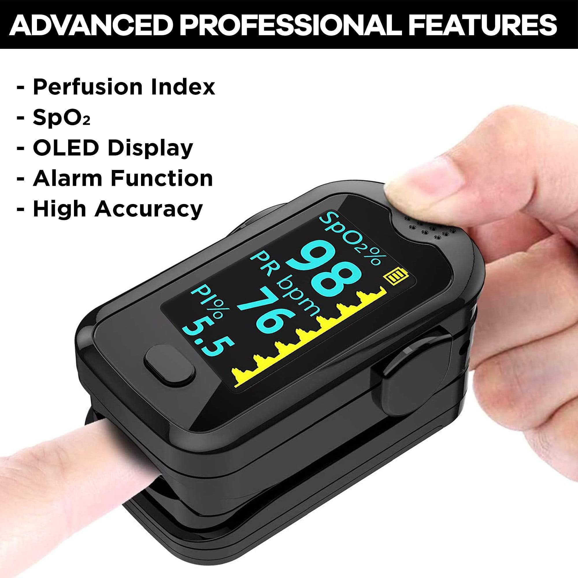 Dr Trust USA Pulse Oximeter 217 (Black) - Fingertip Oxygen Monitor with Heart Rate & SpO2 Measurement - for Home Use, Sports, Travel & Health Monitoring
