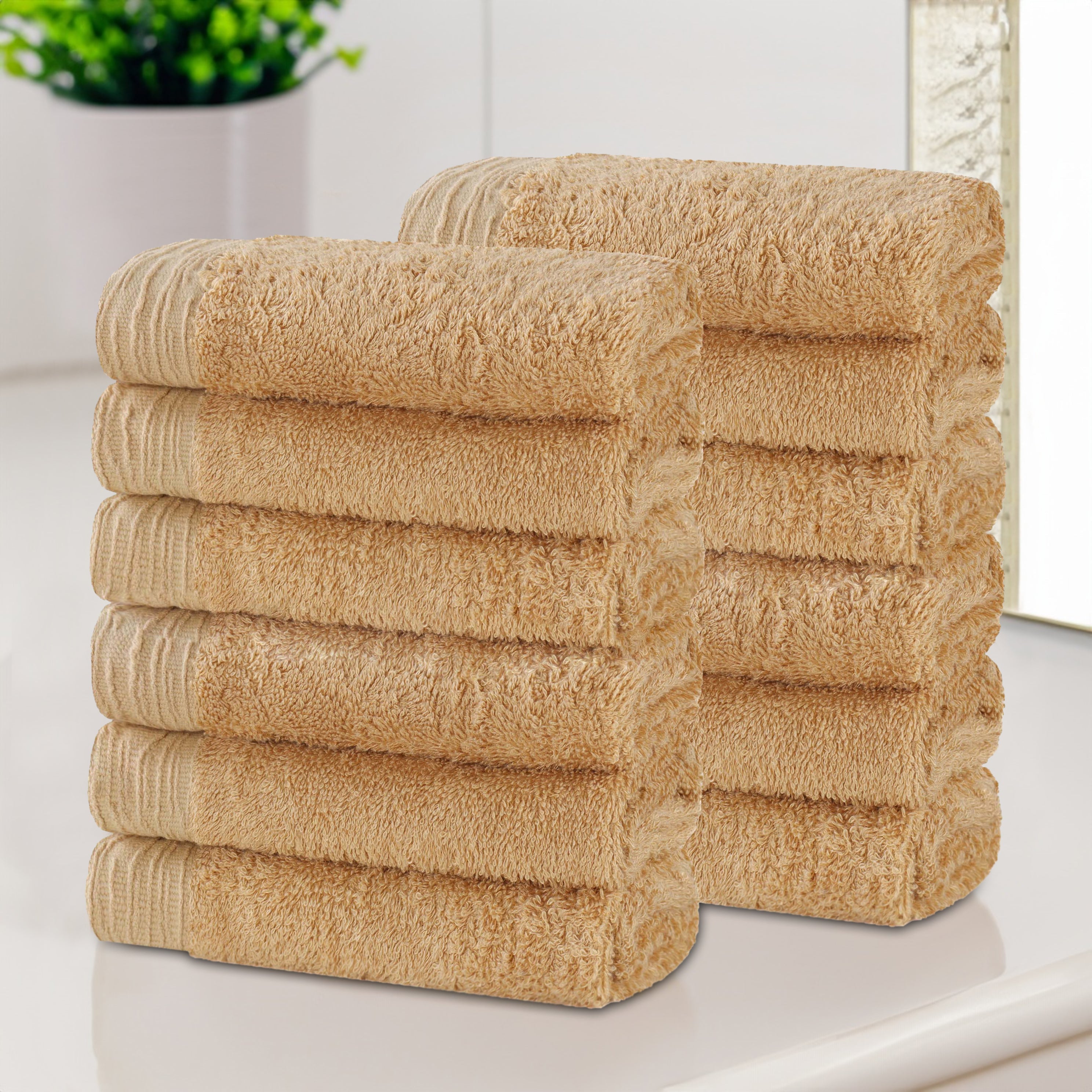 Eco-Friendly Bamboo Rayon Face Towels & Washcloths Set of 12 - Soft, Absorbent & Sustainable for Spa, Baby Care & Daily Skincare