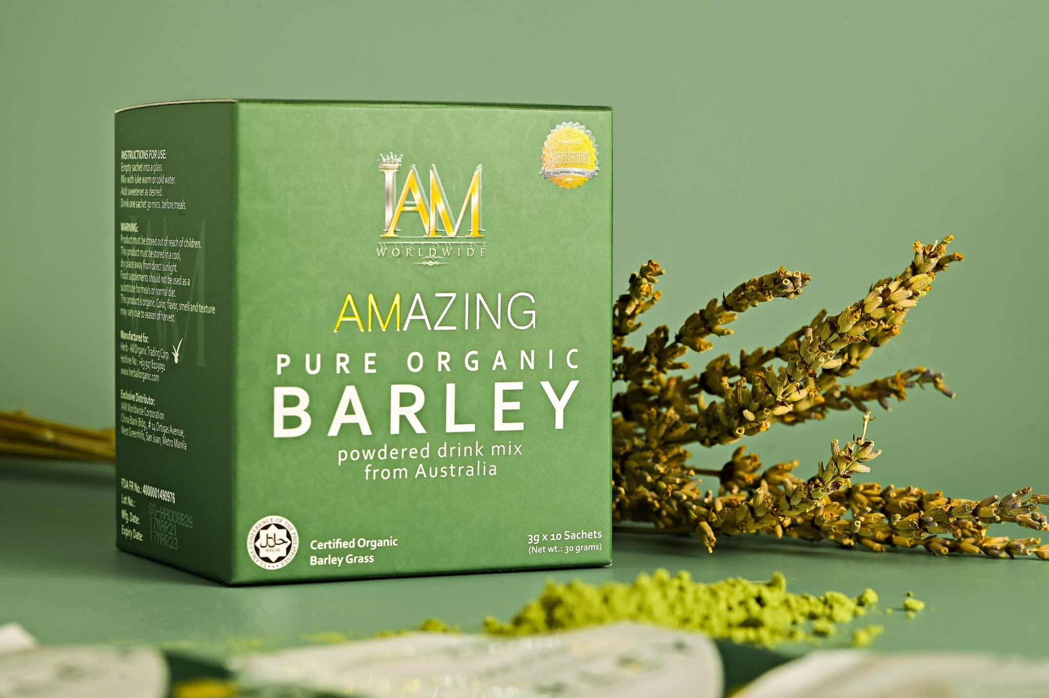 6 Boxes IAM Amazing Pure Organic Barley Drink Mix from Australia - Healthy Superfood Powder for Detox, Energy & Weight Loss - Perfect for Smoothies, Baking & Daily Wellness Routine
