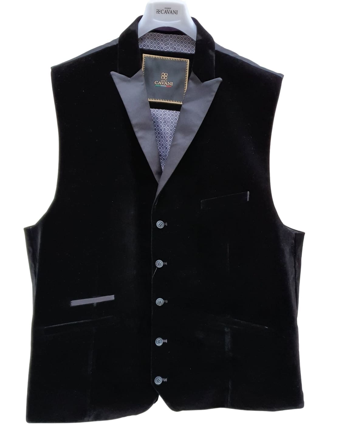 Elegant Cavani Rosa Black Velvet Tuxedo Lapel Waistcoat for Men - Perfect for Weddings, Prom & Formal Events | Luxury Velvet Vest