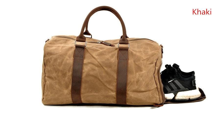 Durable Waxed Canvas Leather Travel Duffel Bag for Women & Men - Perfect for Outdoor Adventures, Gym, Weekend Getaways & Business Trips