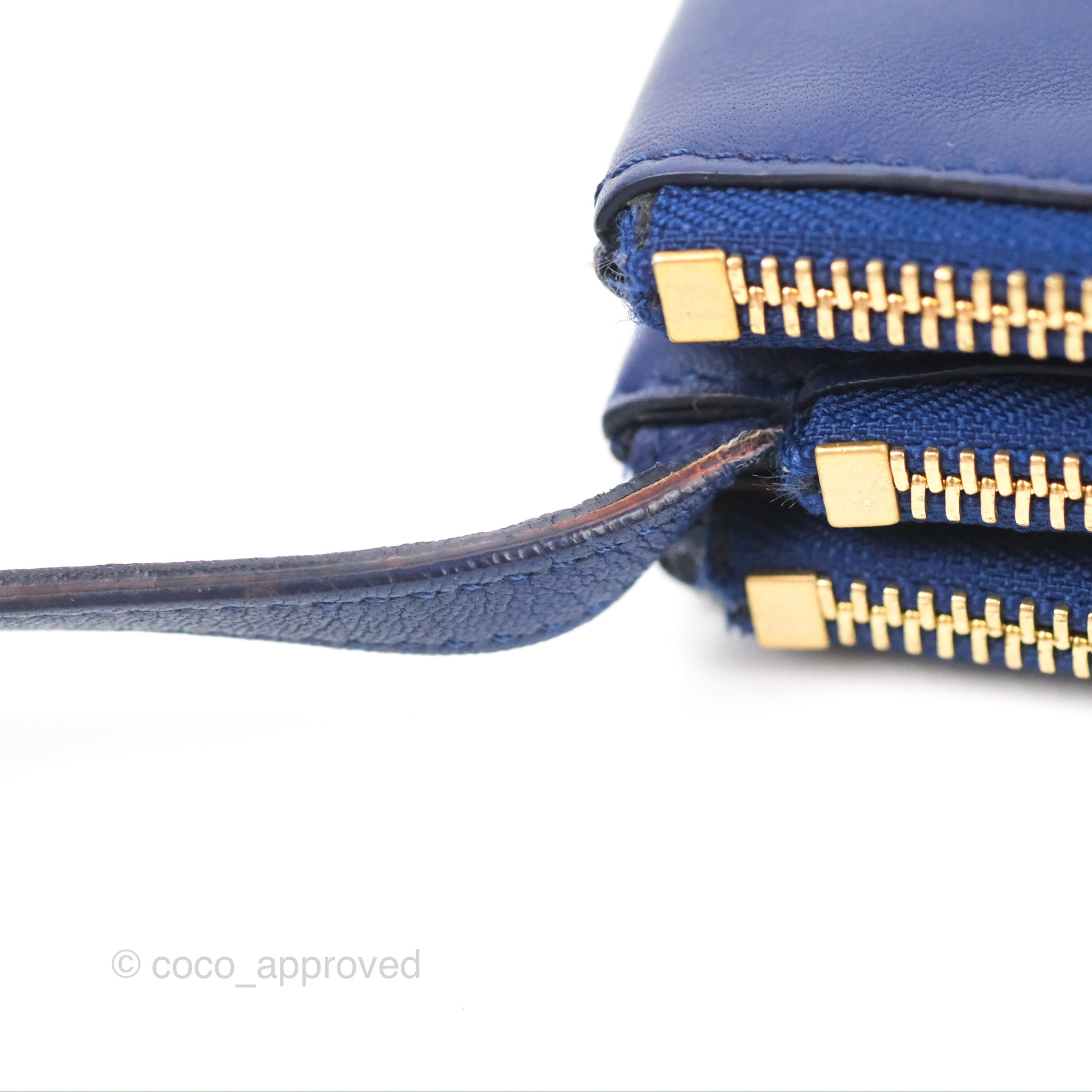 Celine Small Trio Crossbody Bag in Dark Blue Lambskin Leather with Gold Hardware - Perfect for Everyday Use, Travel & Date Nights