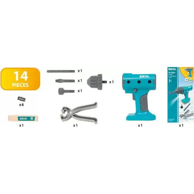 Brio Builder Power Screwdriver 34600 - Electric Cordless Screwdriver Set with Multiple Bits for DIY Home Improvement, Furniture Assembly & Repair Projects | Perfect for Woodworking, Crafts & Household Fixes