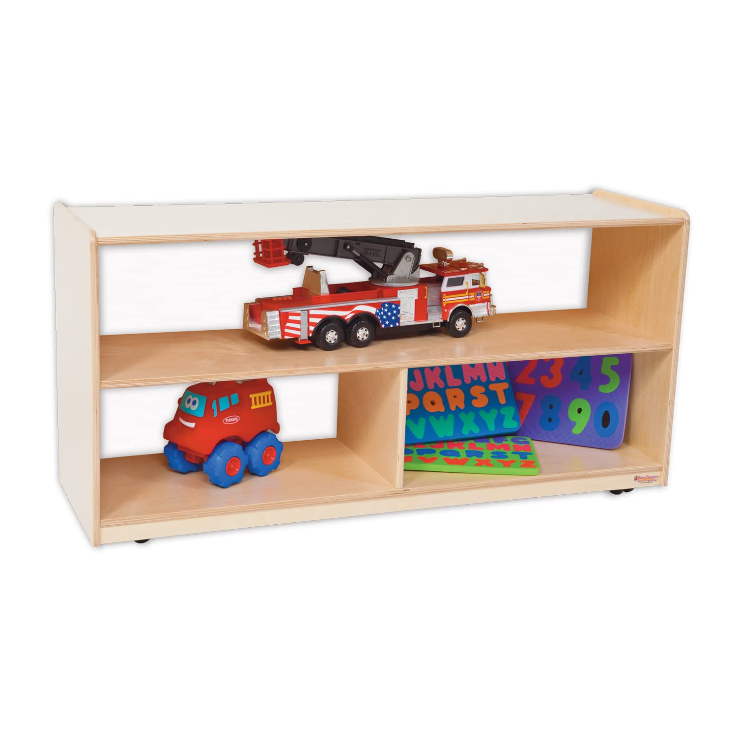 Wooden 3-Section Open Display Shelf with Acrylic Back & Wheels - Organizer for Books, Toys, Games - Perfect for Classroom, Preschool & Montessori Learning - Made in USA [Ready-to-Use] - Ideal for Home Organization & Educational Spaces